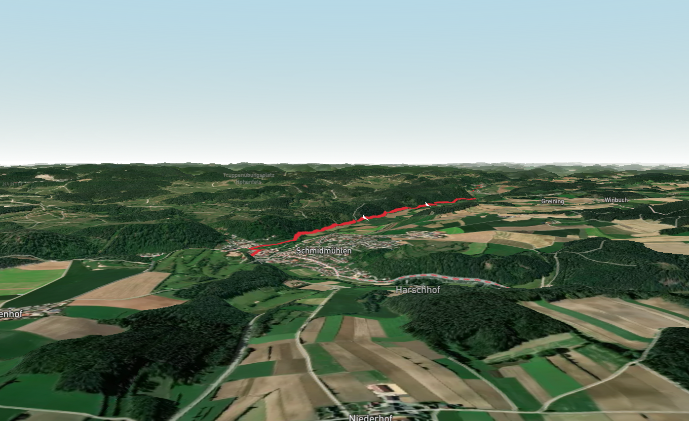 Hohenburg to Schmidmuehlen via Gelbstrich