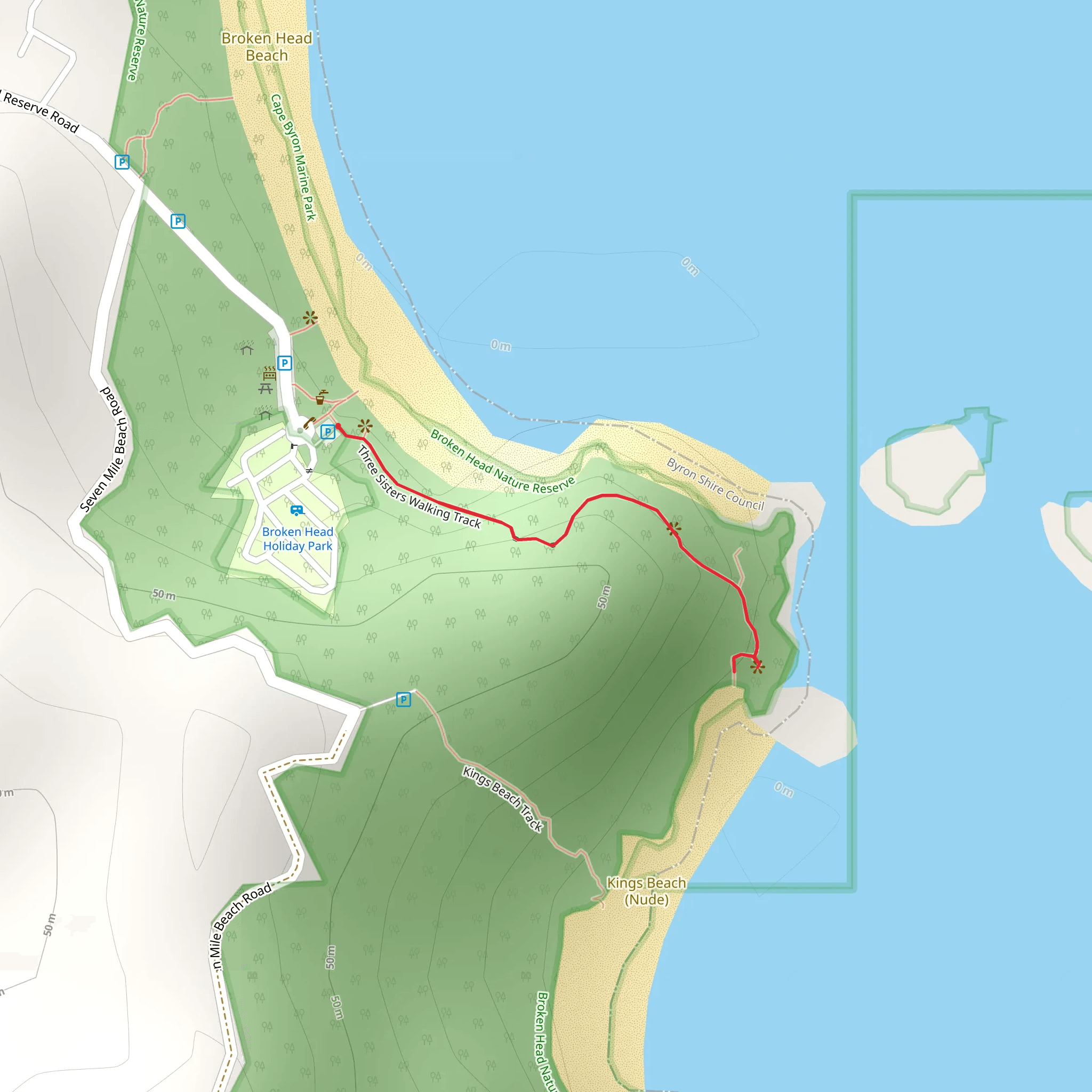 Three Sisters Track - Broken Head mobile static map