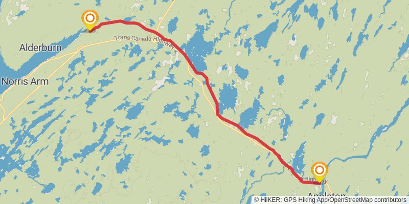 Newfoundland T'railway Trail stage 18 Map
