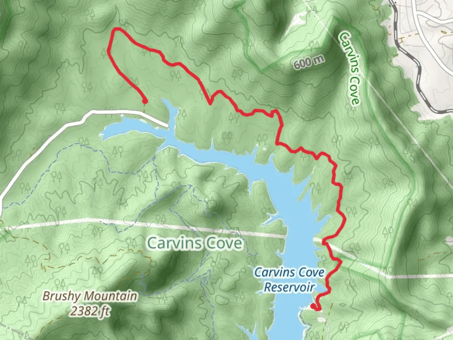 An image depicting the trail Happy Valley and its surrounding area.