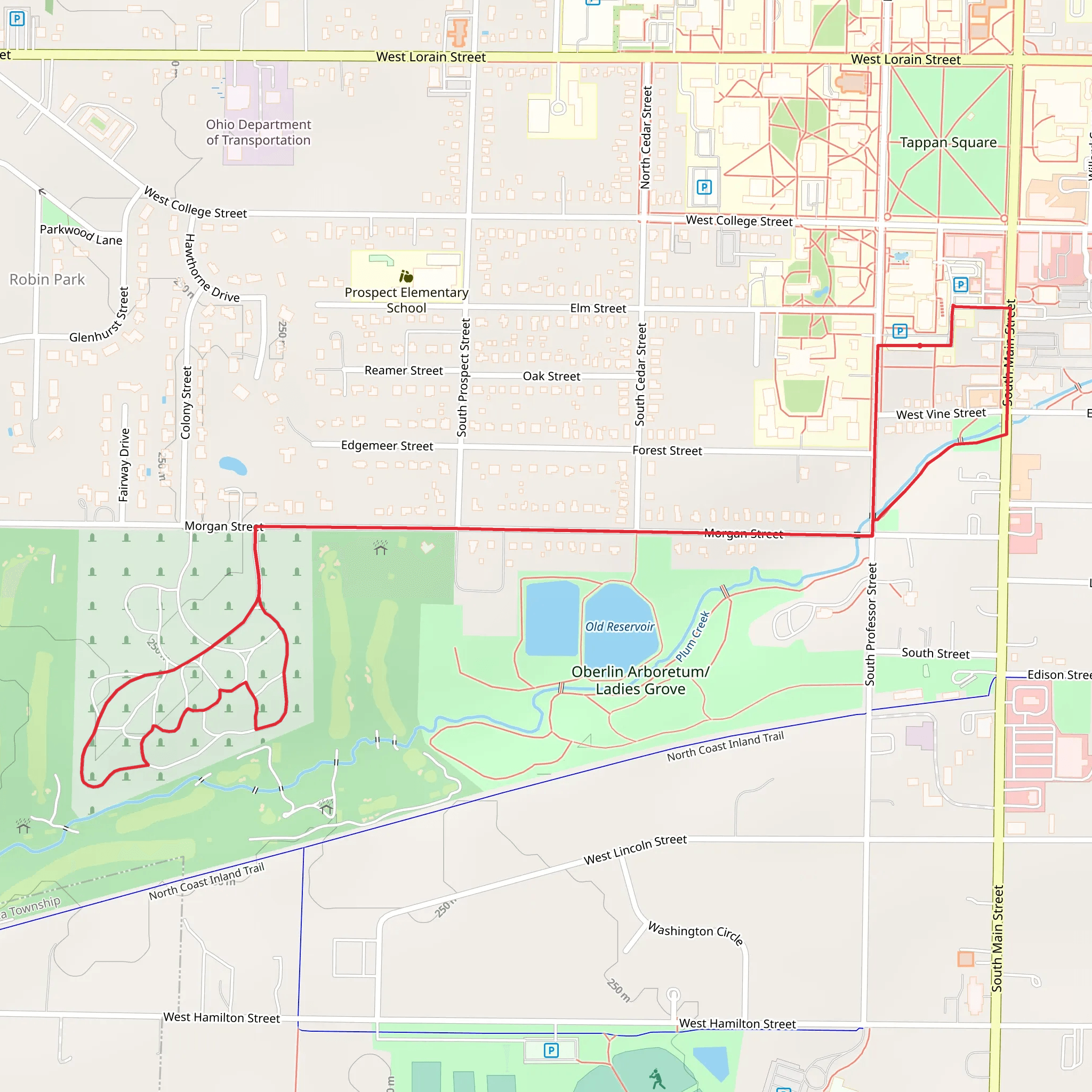 Wright Memorial Park and Westwood Cemetery Loop mobile static map