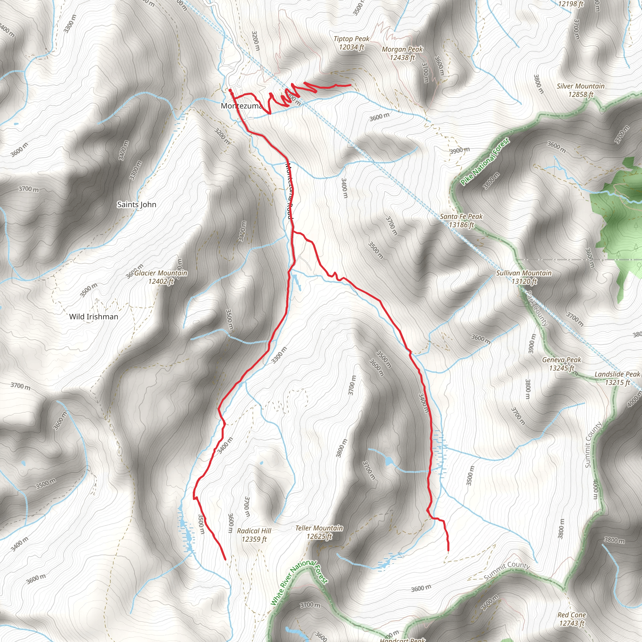 Morgan Gulch, Webster Pass Road and Montezuma Deer Creek mobile static map