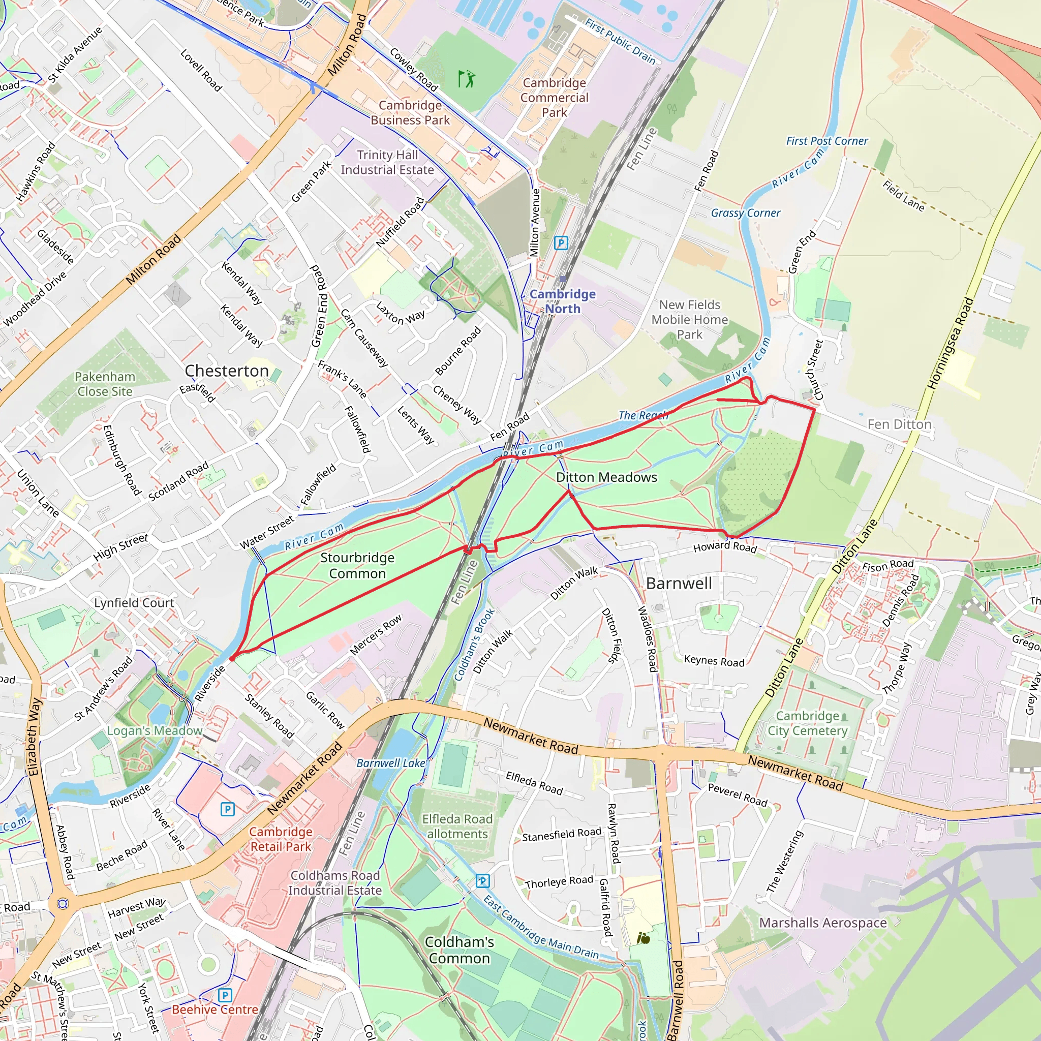 Stourbridge Common and Ditton Meadows mobile static map