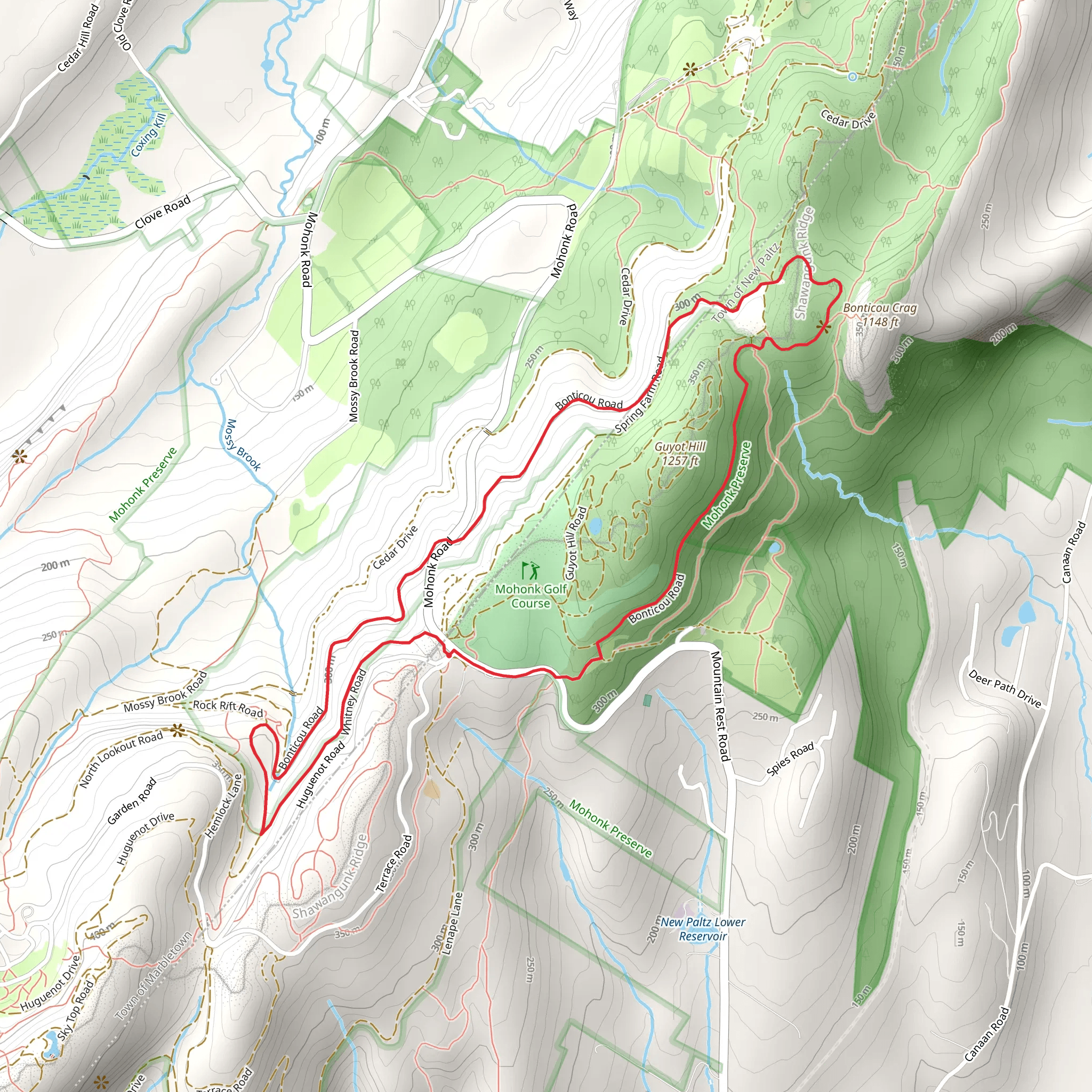 Mohonk Golf Course and Bonticou Road Loop Trail mobile static map