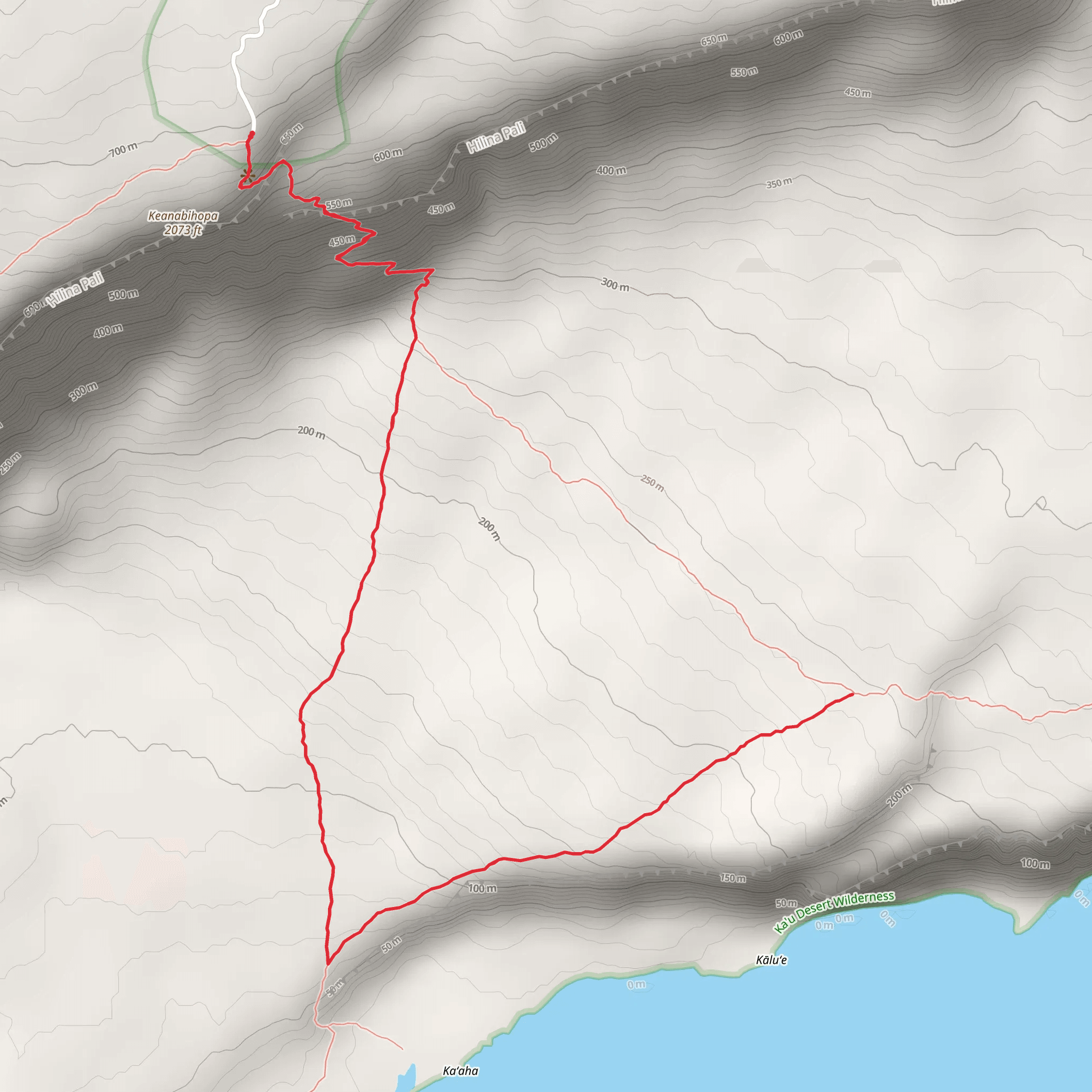 Ka'aha - Hilina Pali Connector Trail mobile static map