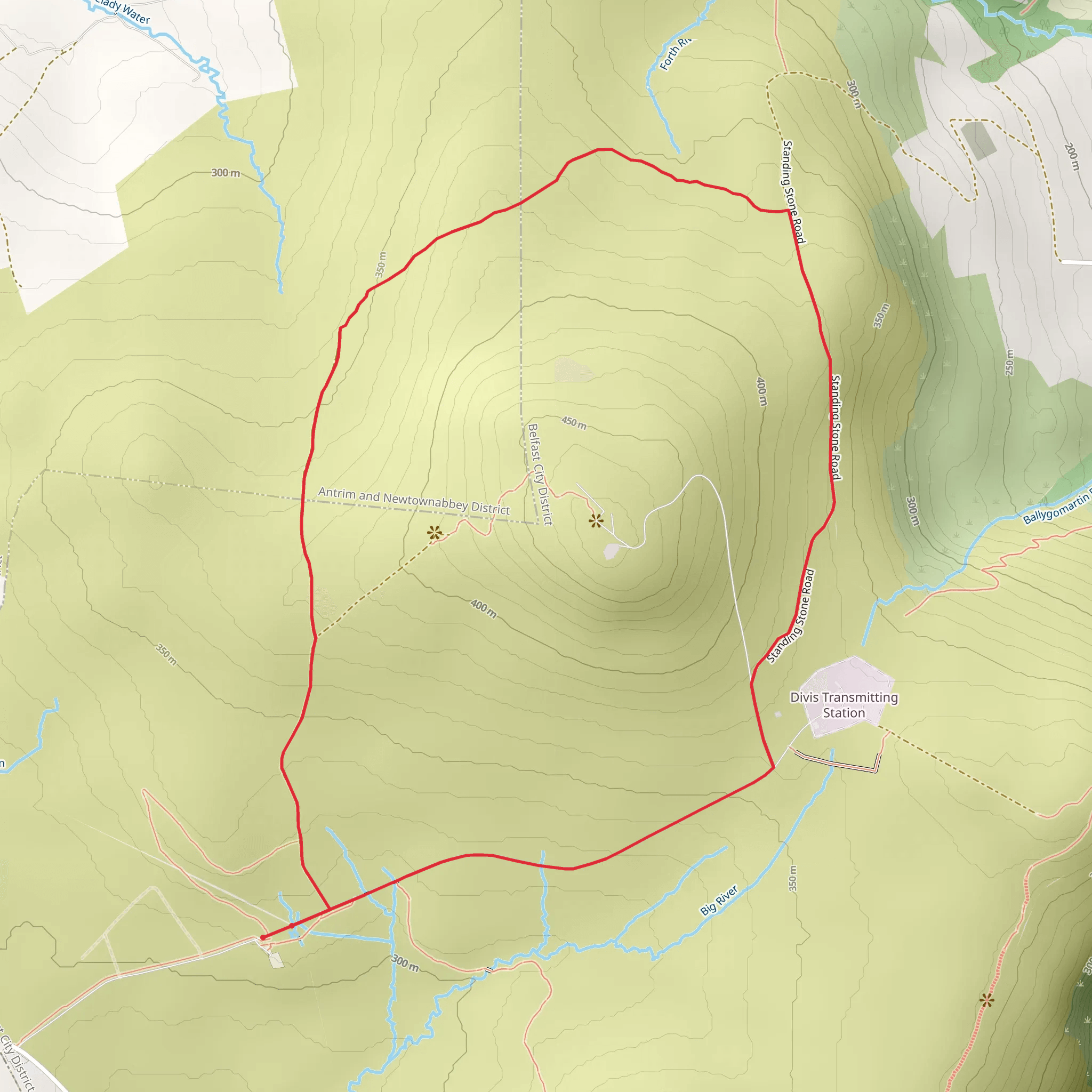 Divis Heath Trail mobile static map