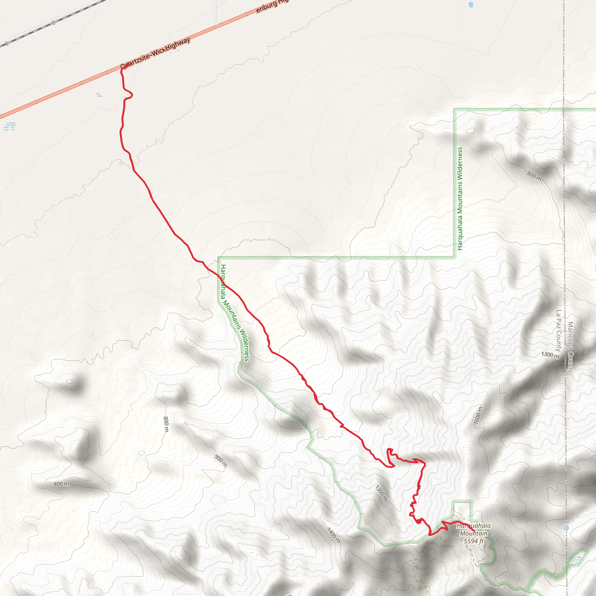 Harquahala Mountain Trail mobile static map