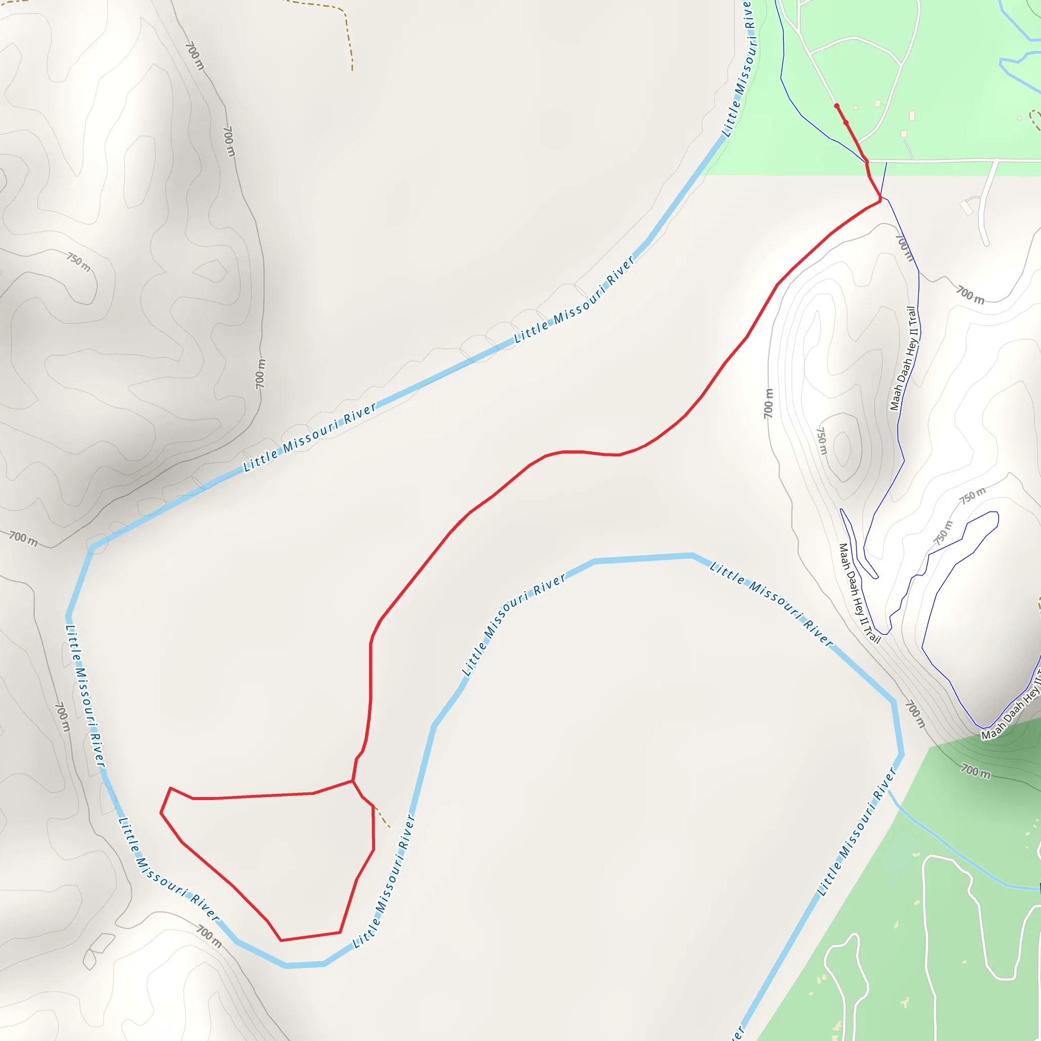 Little Missouri River Loop via Maah Daah Hey II Trail mobile static map