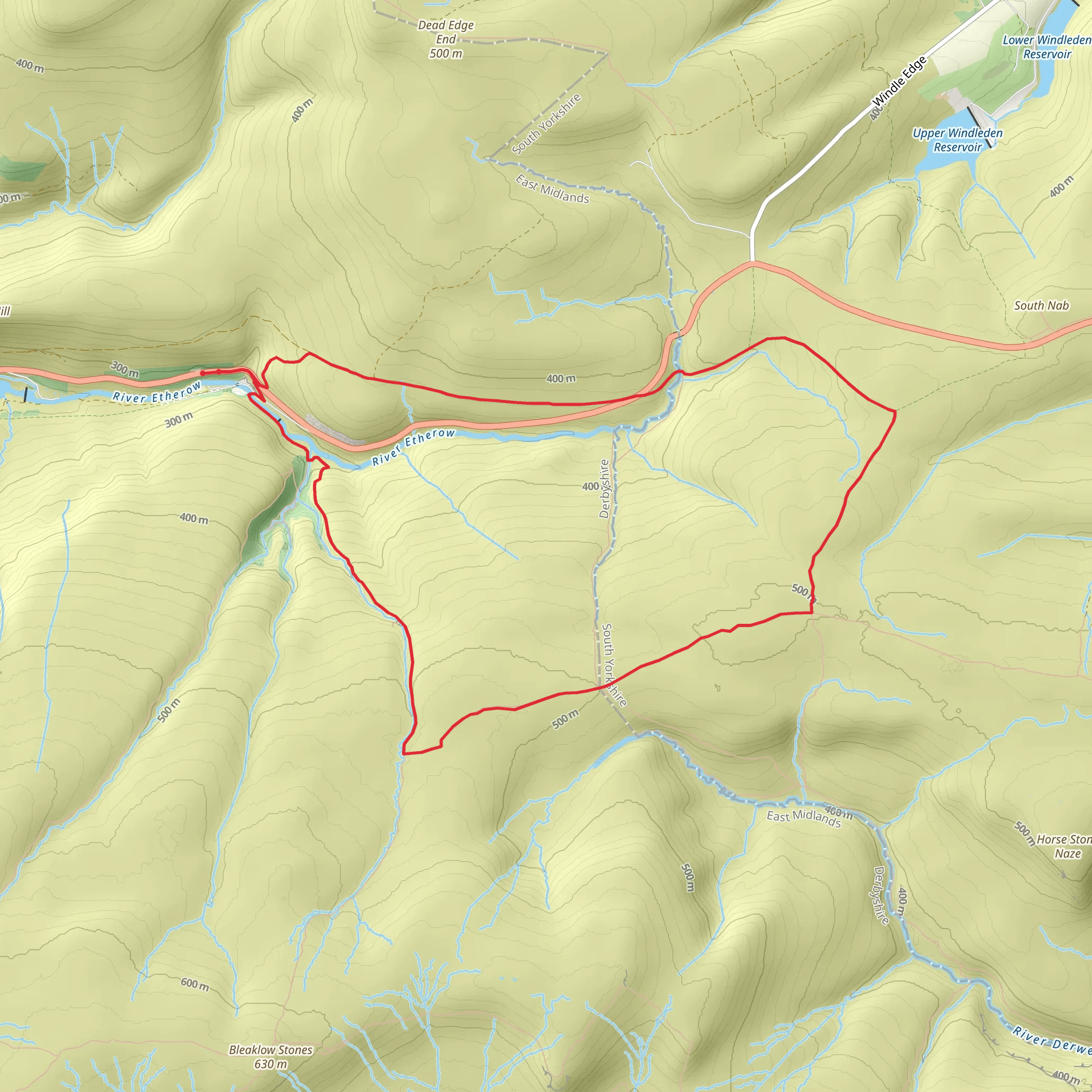 Saltersbrook and Lady Cross from Woodhead mobile static map