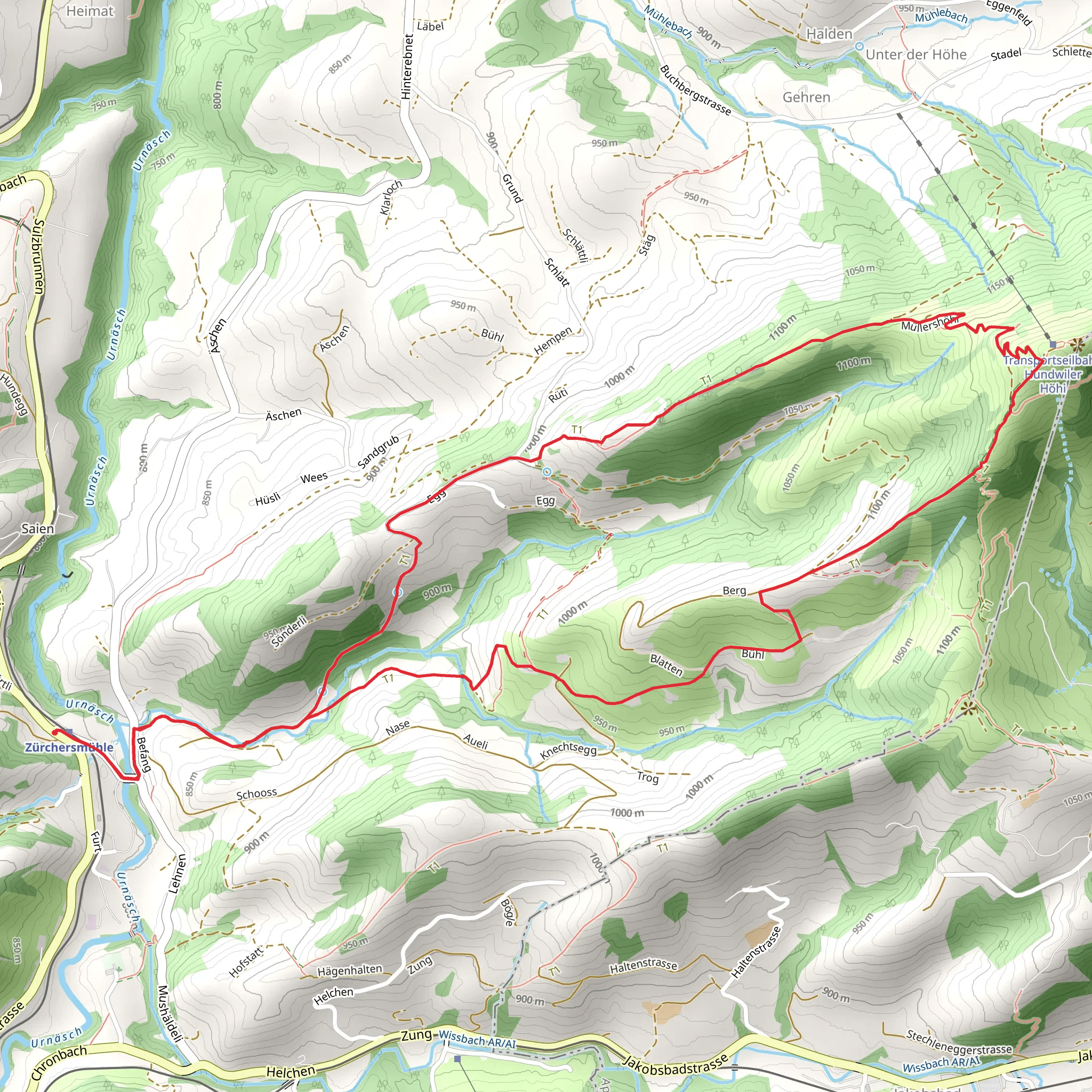 Hundwiler Höhi Loop mobile static map