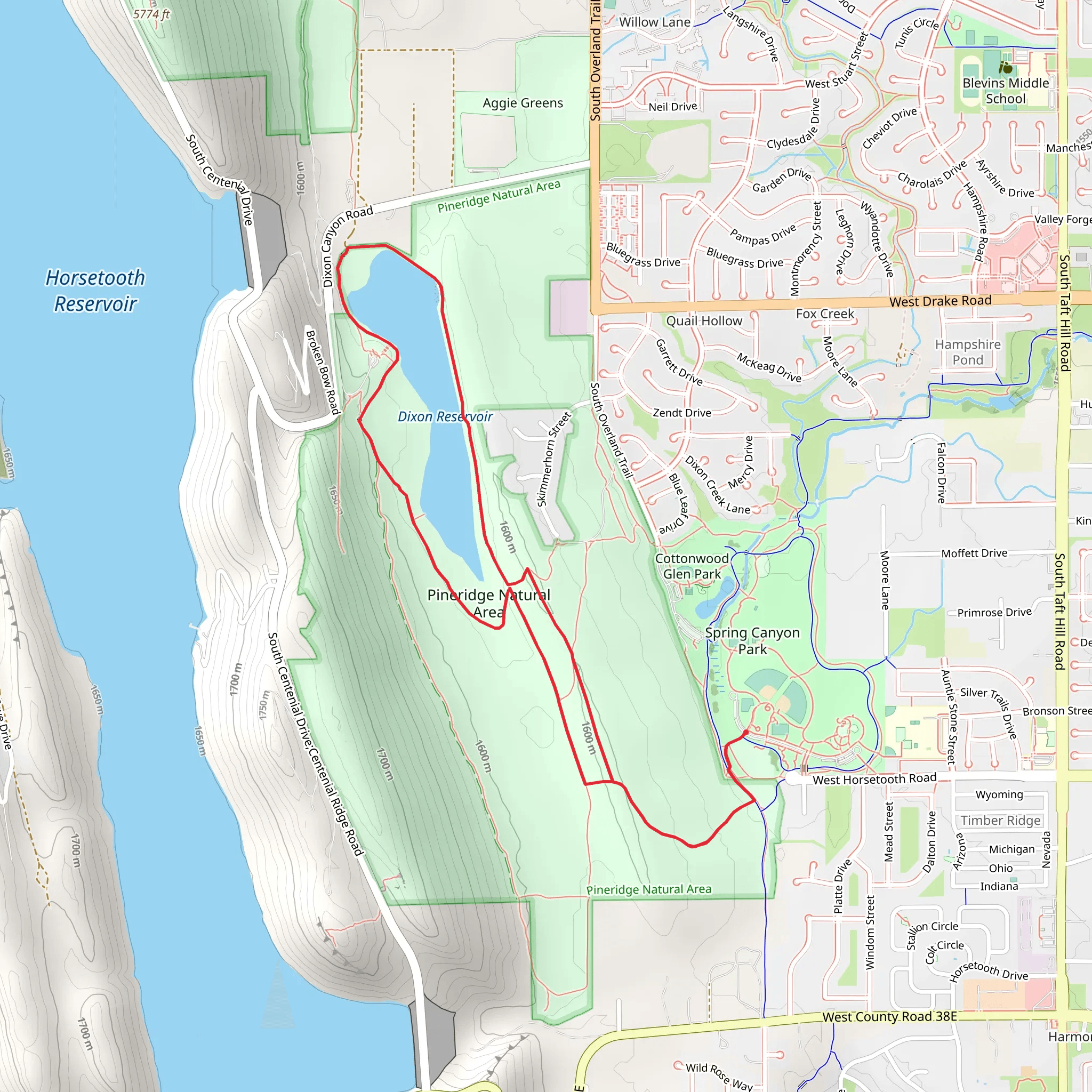Dixon Reservoir Loop mobile static map