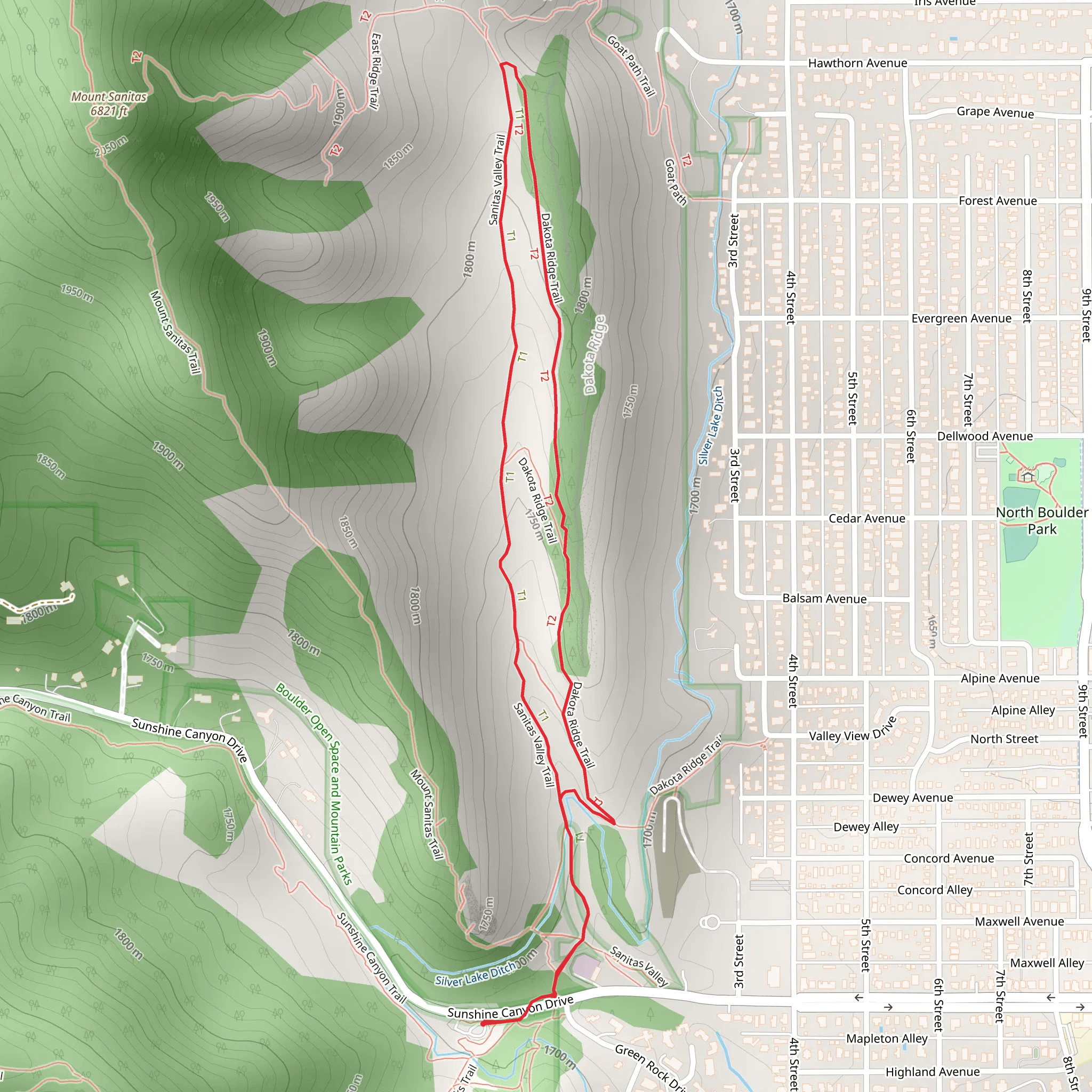 Sanitas Valley and Dakota Ridge Loop Trail mobile static map