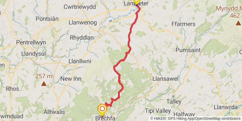 Wales Cistercian Way stage 20 Map