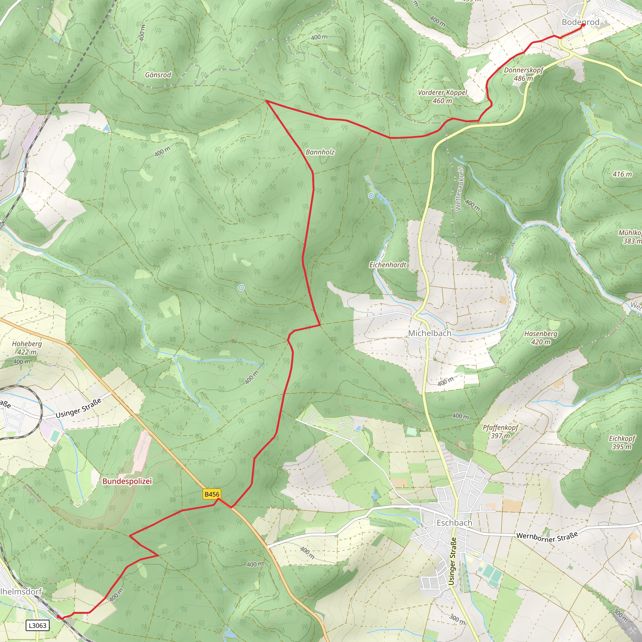 Bodenrod to Wilhelmsdorf via Taunusklub Route mobile static map