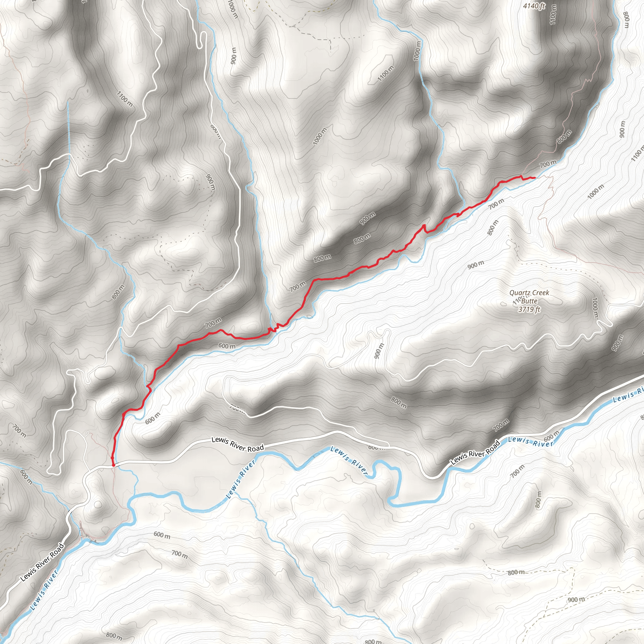 Quartz Creek Trail Out and Back mobile static map