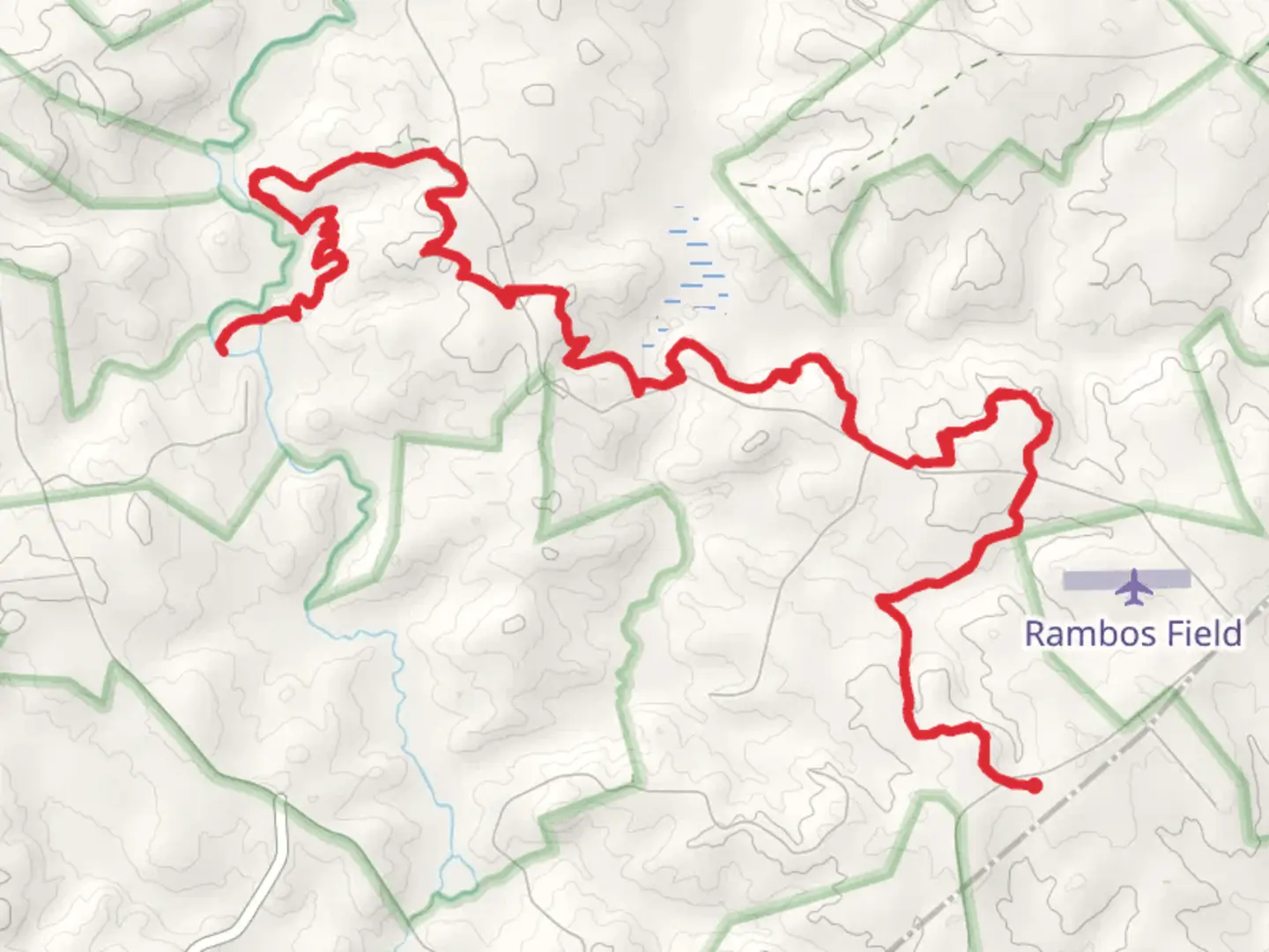 An image depicting the trail Little Muckaway Creek and Long Cane Creek and its surrounding area.