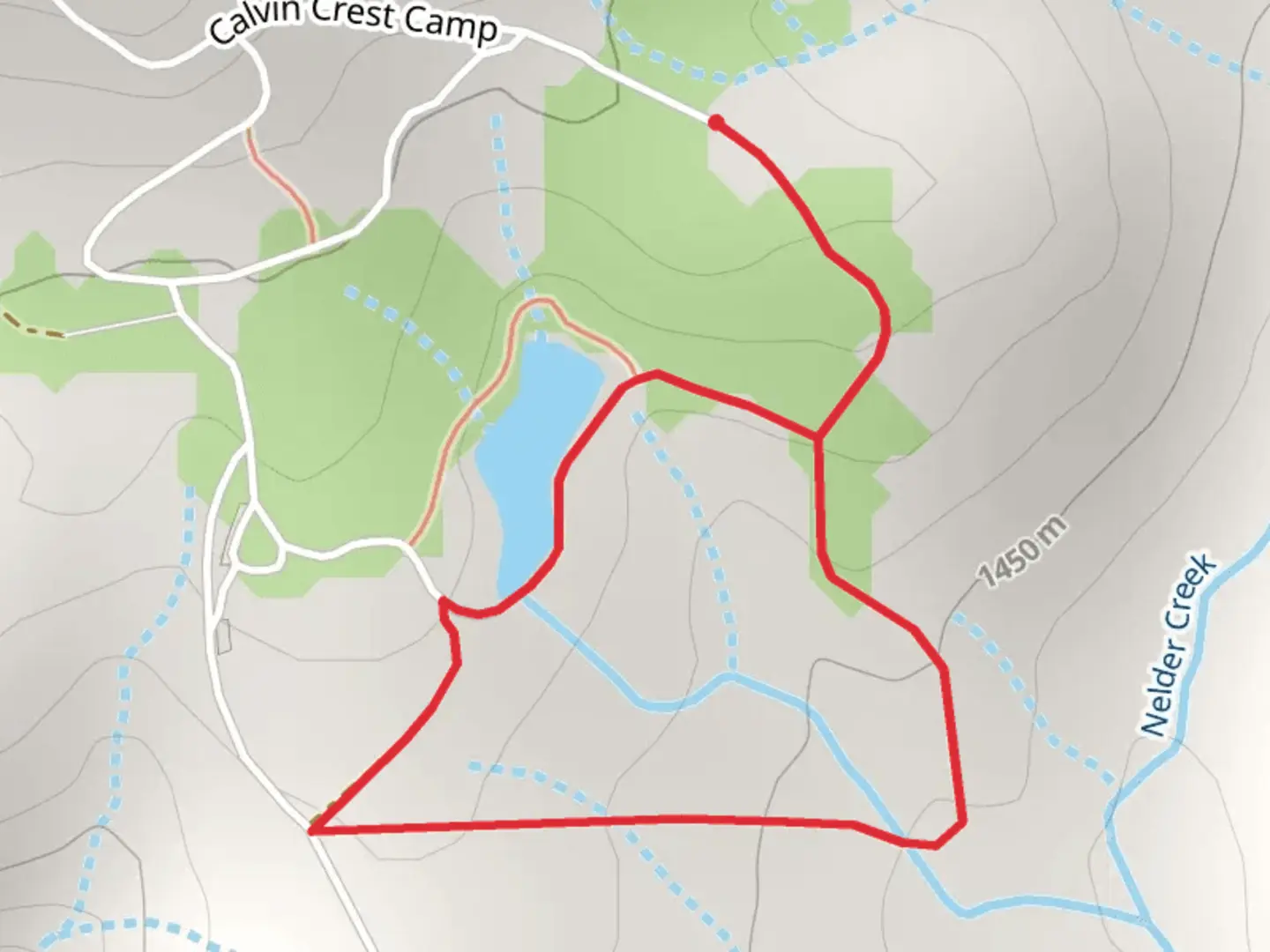 An image depicting the trail Calvin Crest Road Loop and its surrounding area.