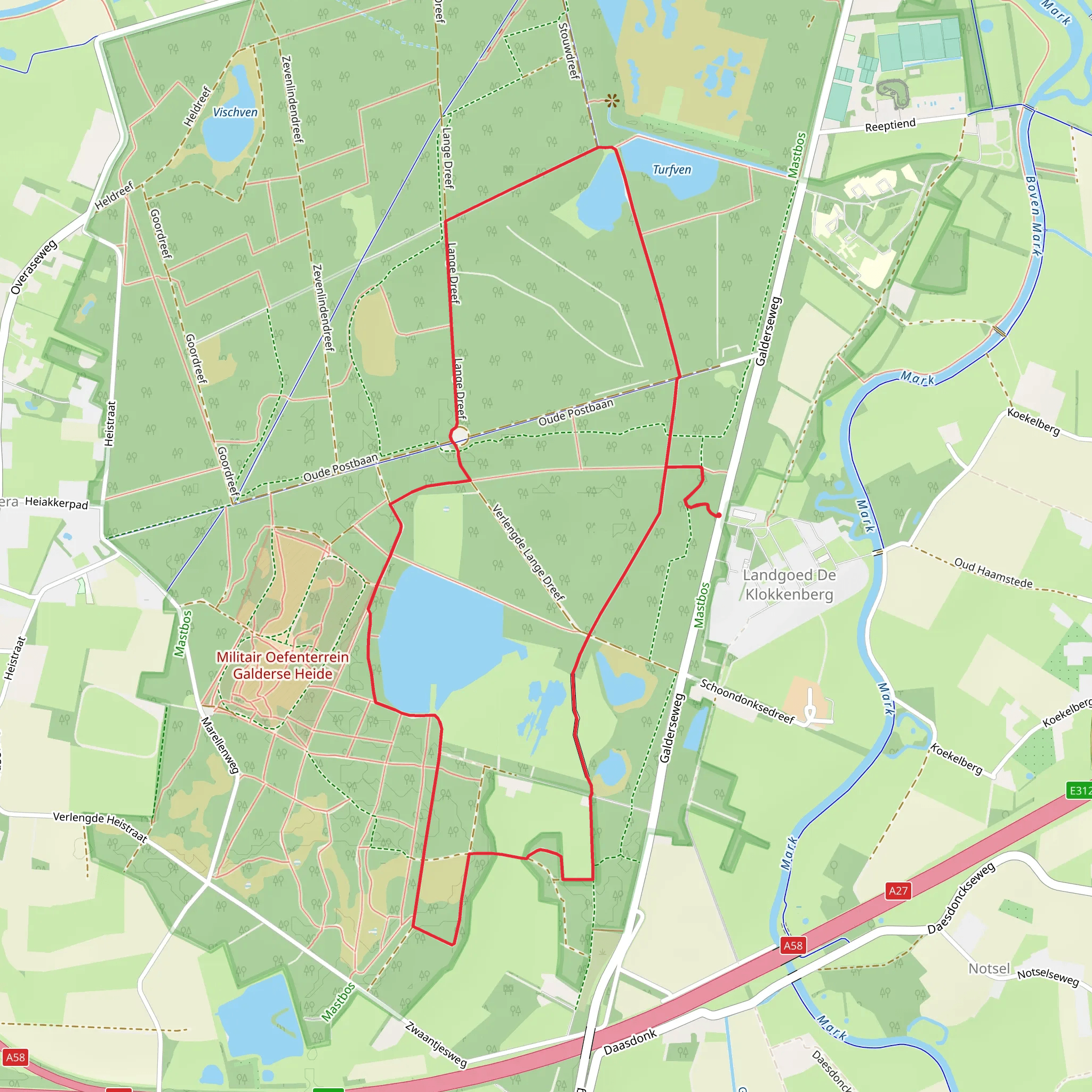 Mastbos, Mastenlaan, Lange Dreef and Vlonderpad Loop mobile static map