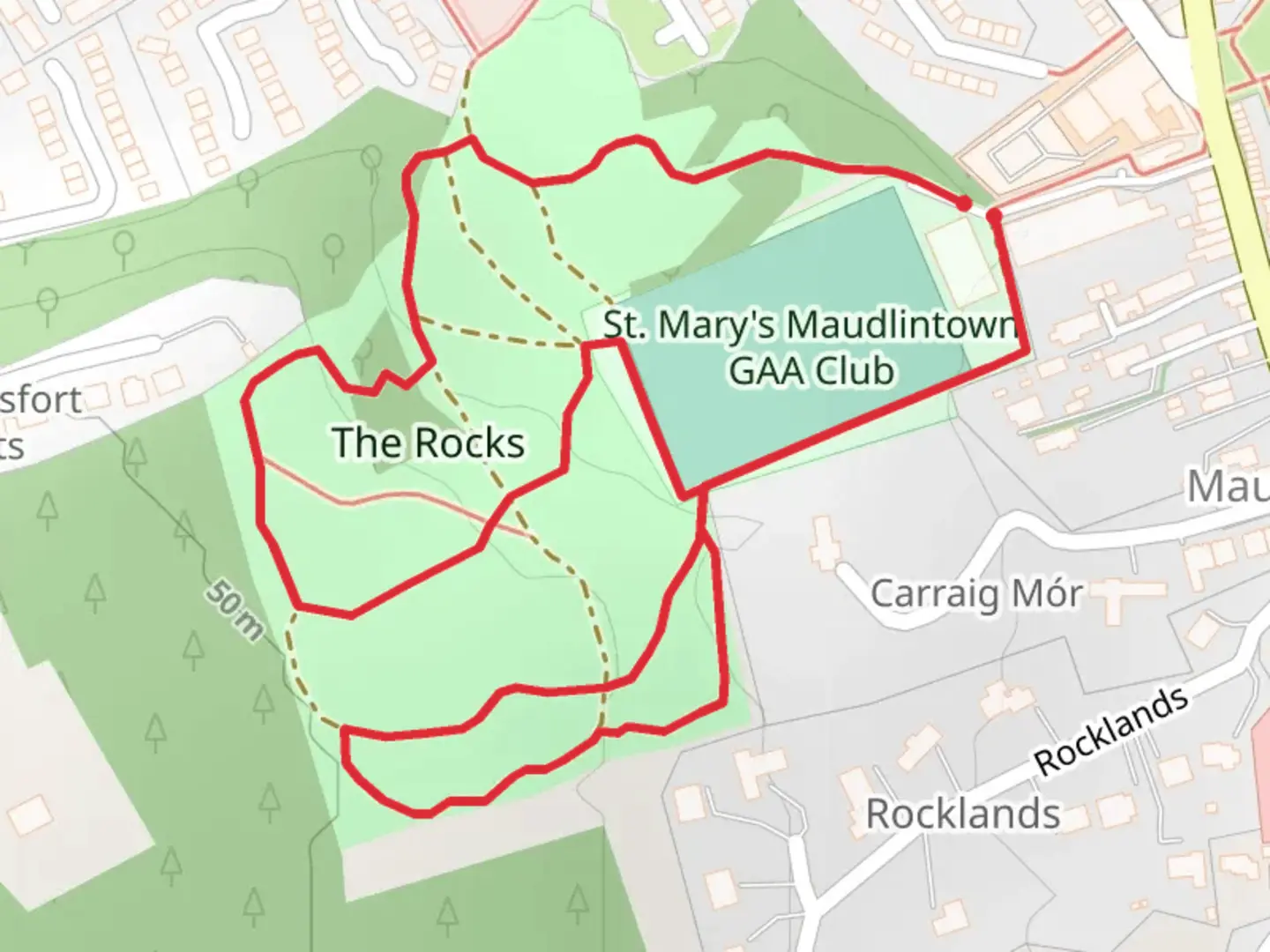 An image depicting the trail The Rocks Fitness Trail and its surrounding area.