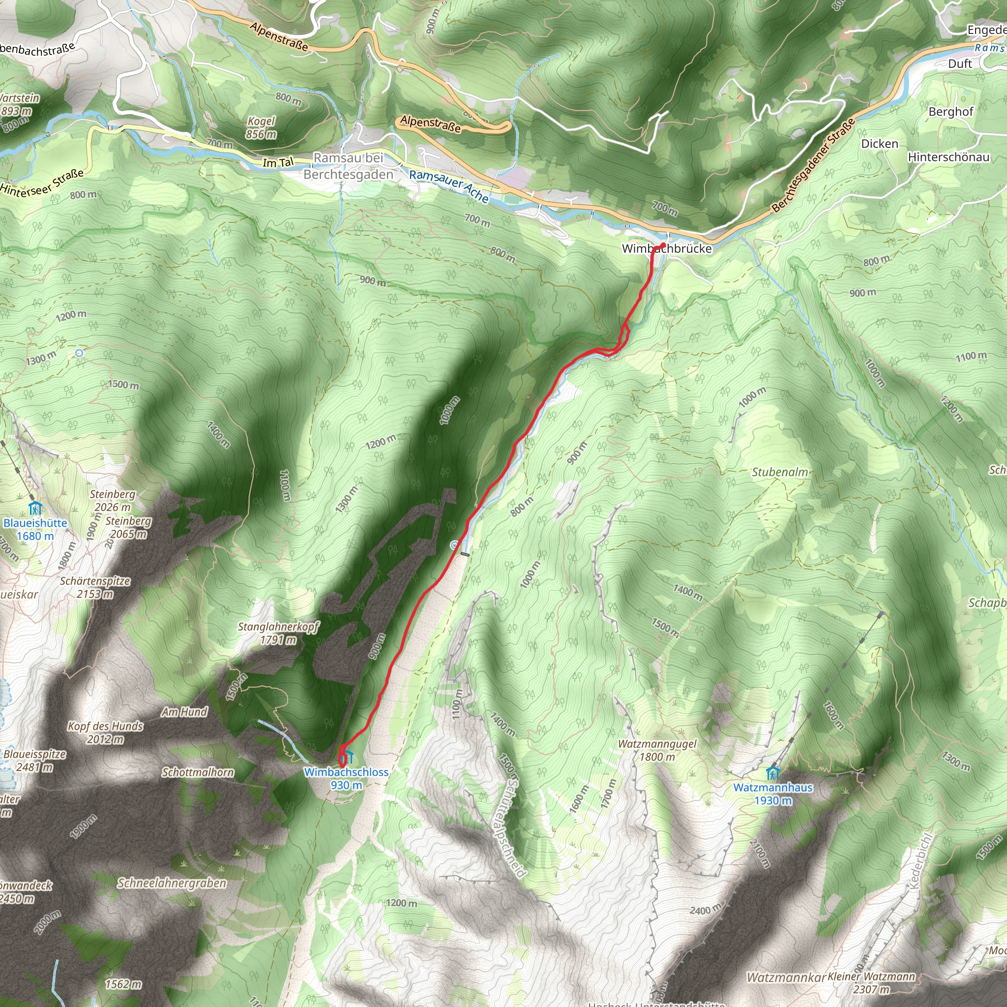 Wimbachklamm and AV Weg mobile static map