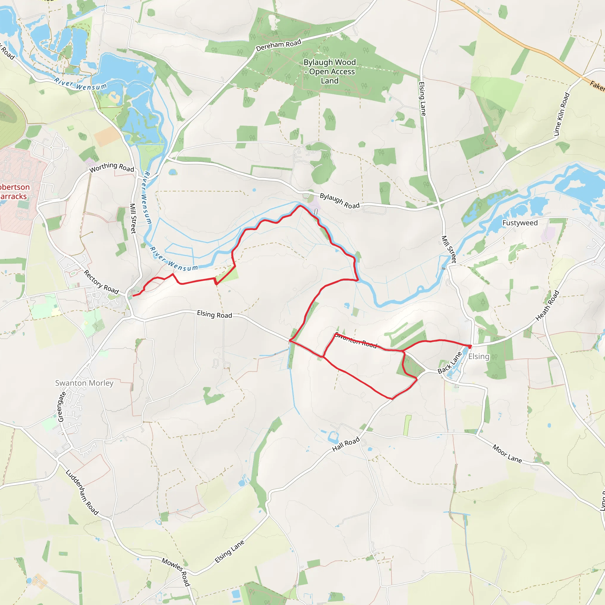 Harnser Wood and Wensum Way mobile static map