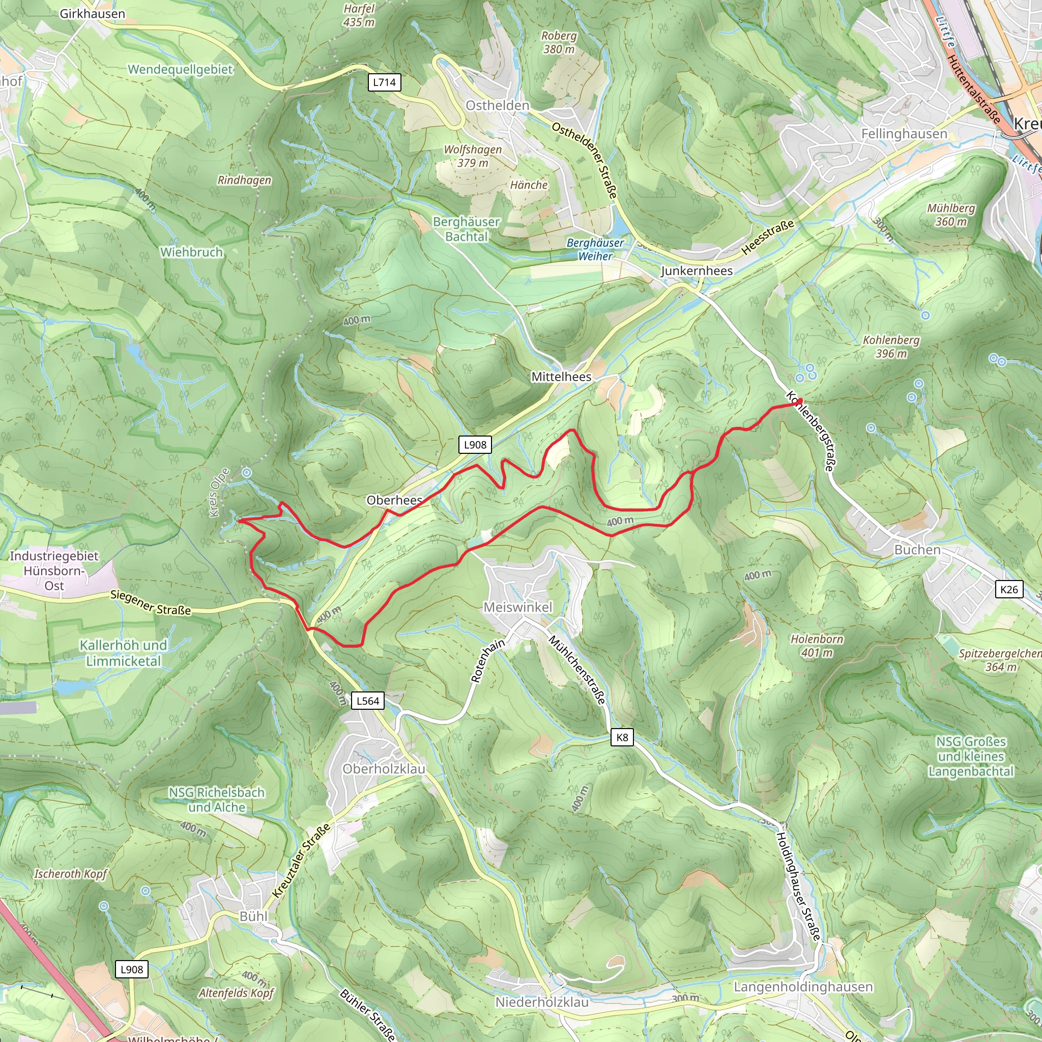 Huettentaler Rundweg and Heesbach mobile static map