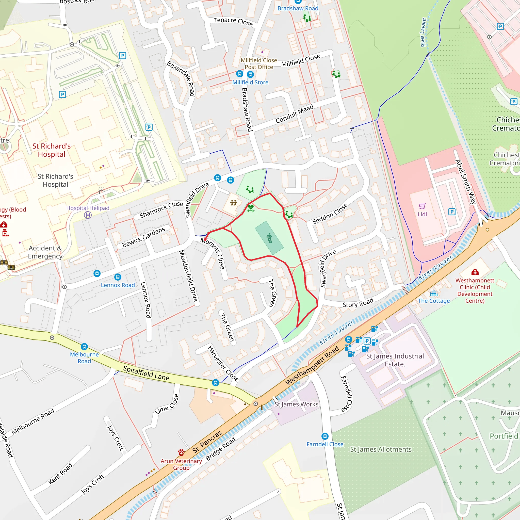 Swanfield Park Loop mobile static map