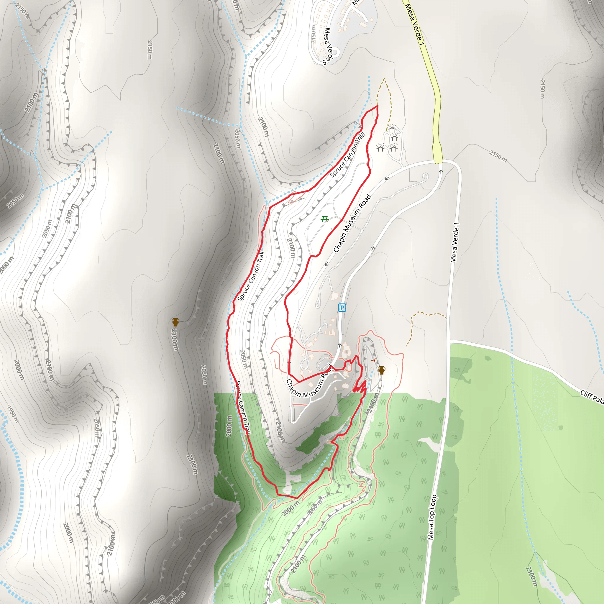 Spruce Canyon Trail mobile static map