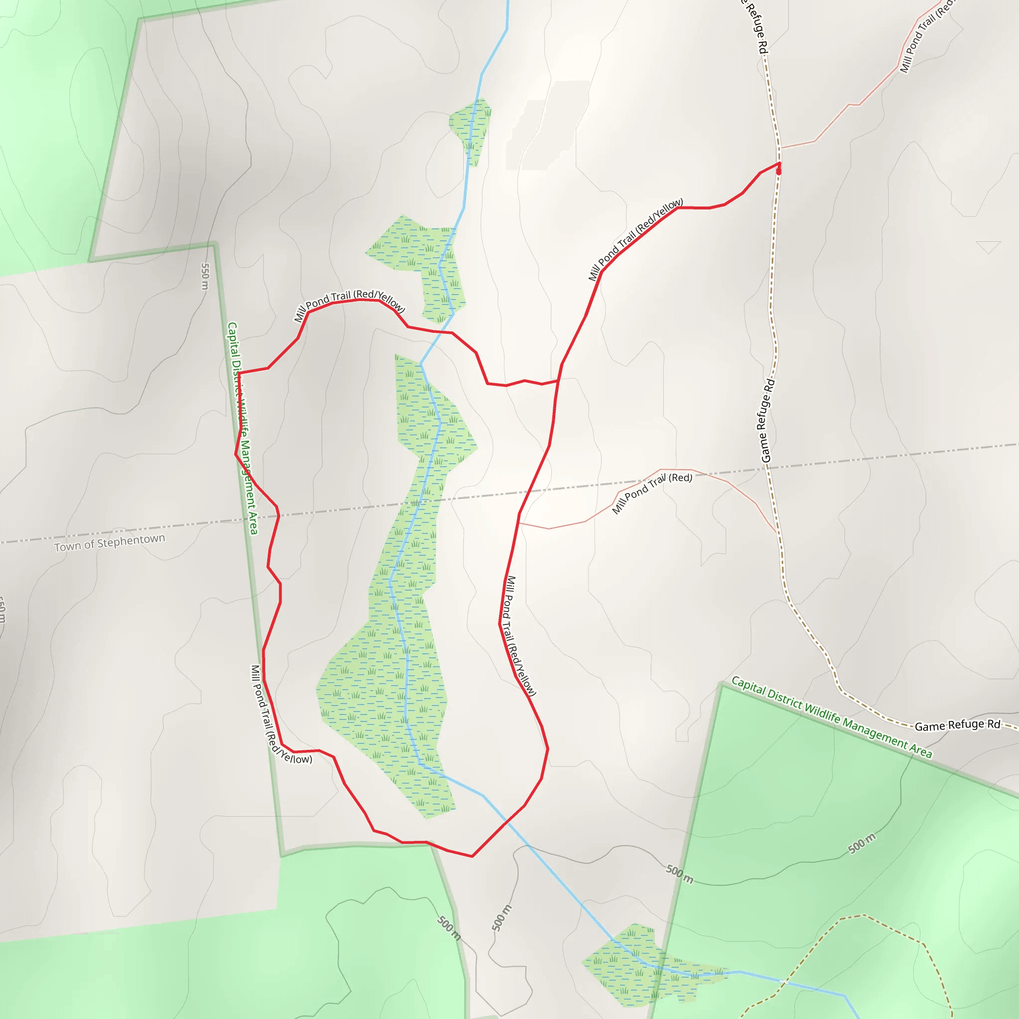 Mill Pond Trail Red - Yellow Loop mobile static map