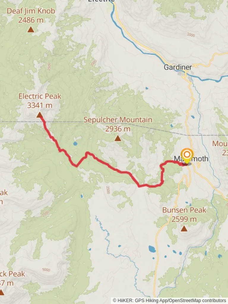 An image depicting the trail Electric Peak via Sepulcher Mountain Trail and its surrounding area.