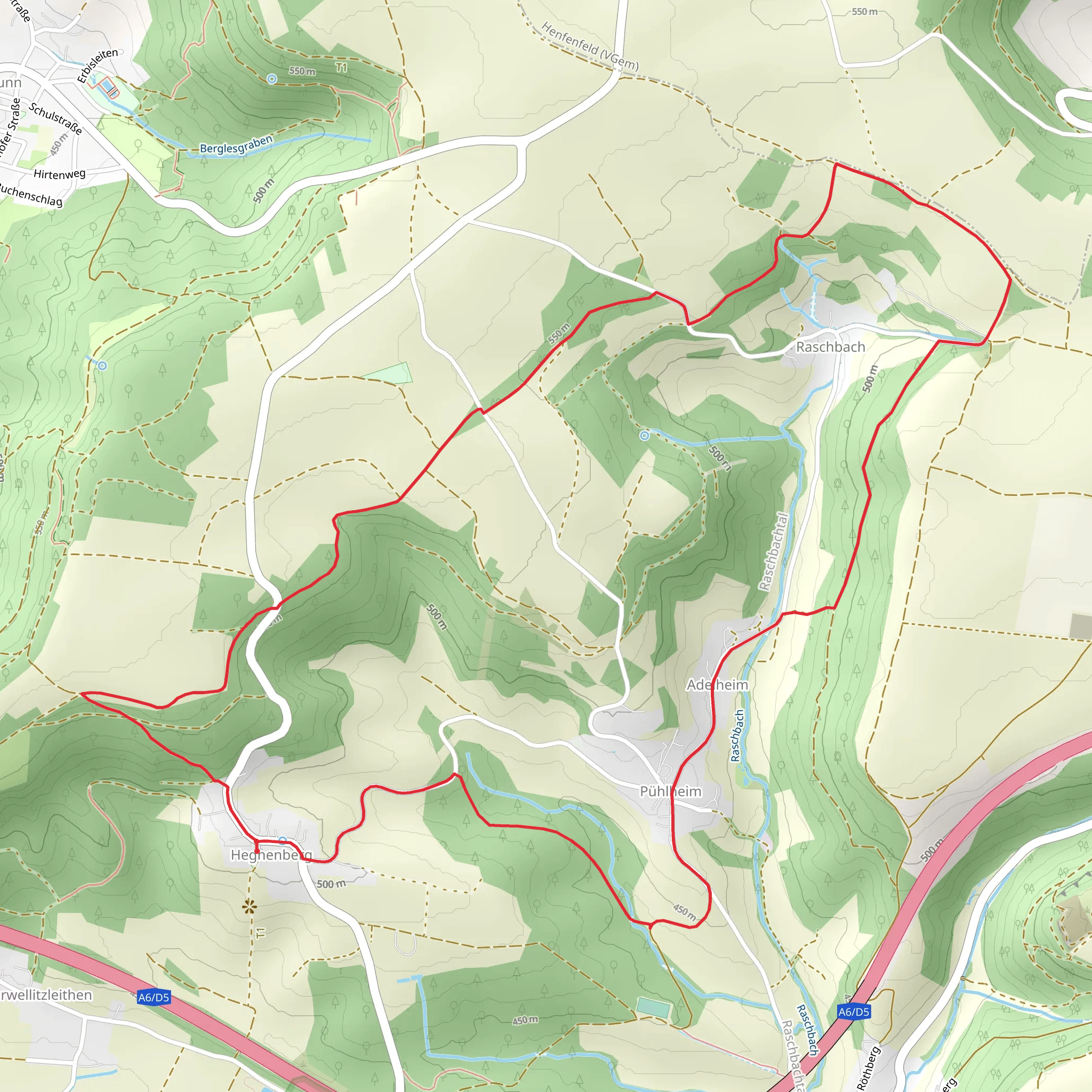 Hegnenberg to Raschbach Loop mobile static map