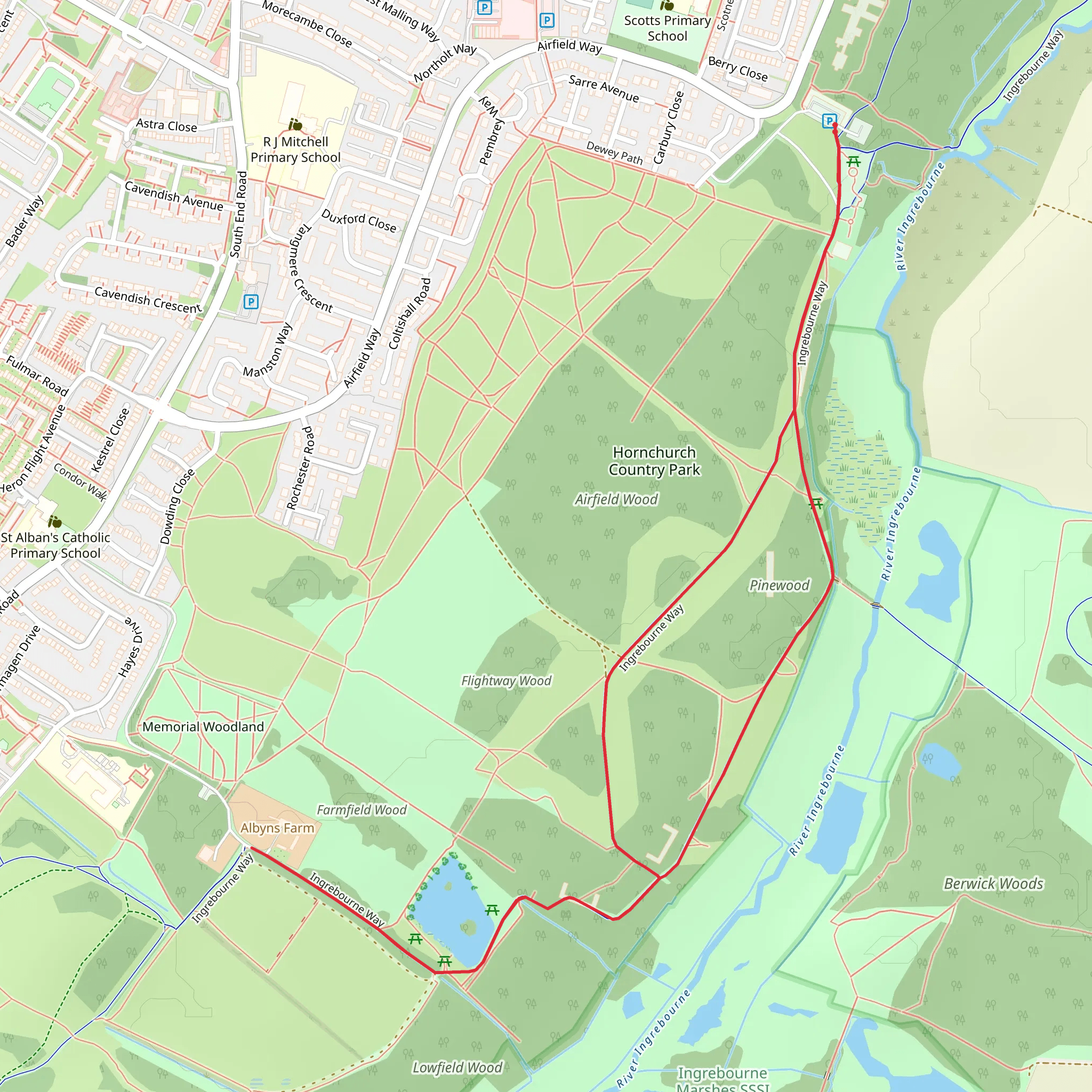 Hornchurch Country Park mobile static map