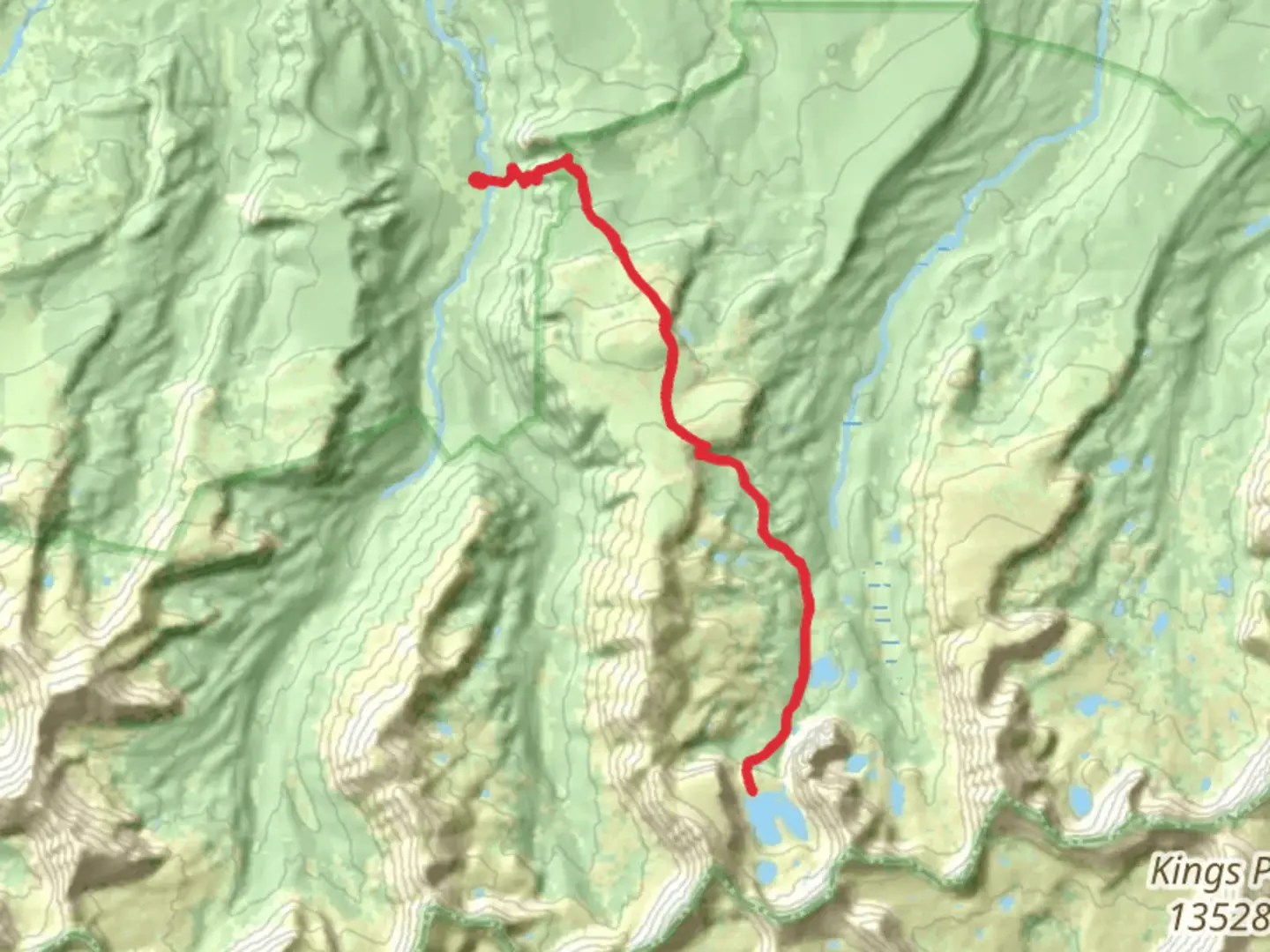 An image depicting the trail Bald Mountain Trail to Red Castle Lake and its surrounding area.