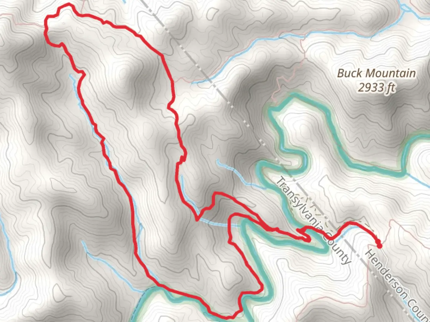 An image depicting the trail Mullinax Trail, Pounding Mill, and South Mills River Road Loop Trail and its surrounding area.