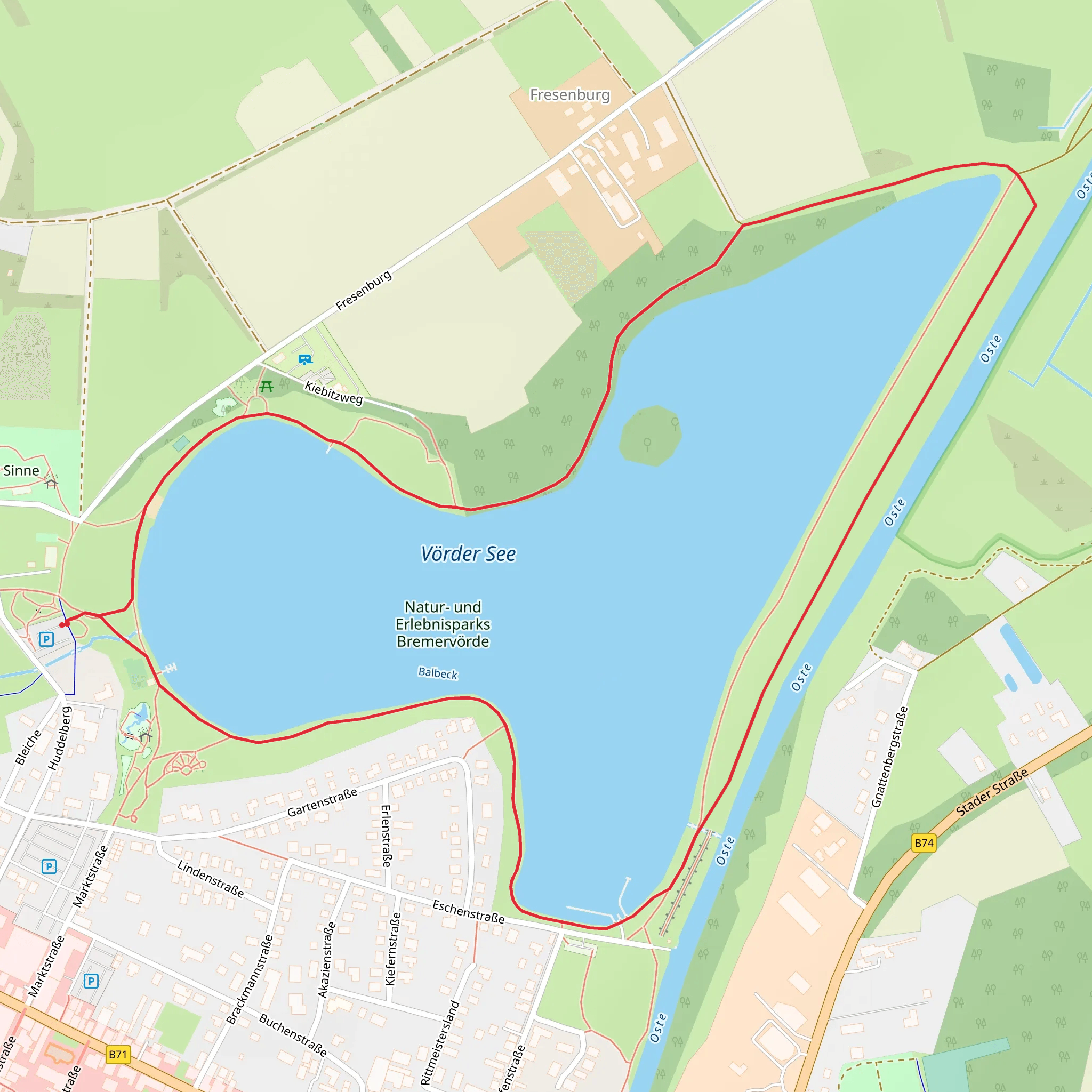 Voerder See Loop via Nordpfad mobile static map