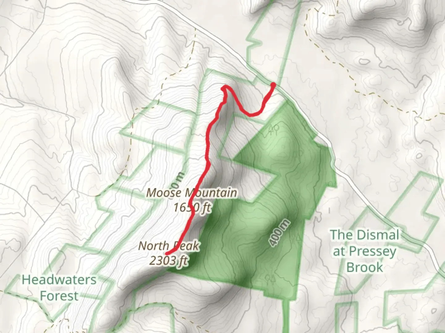 An image depicting the trail North Peak and Moose Mountain Trail and its surrounding area.
