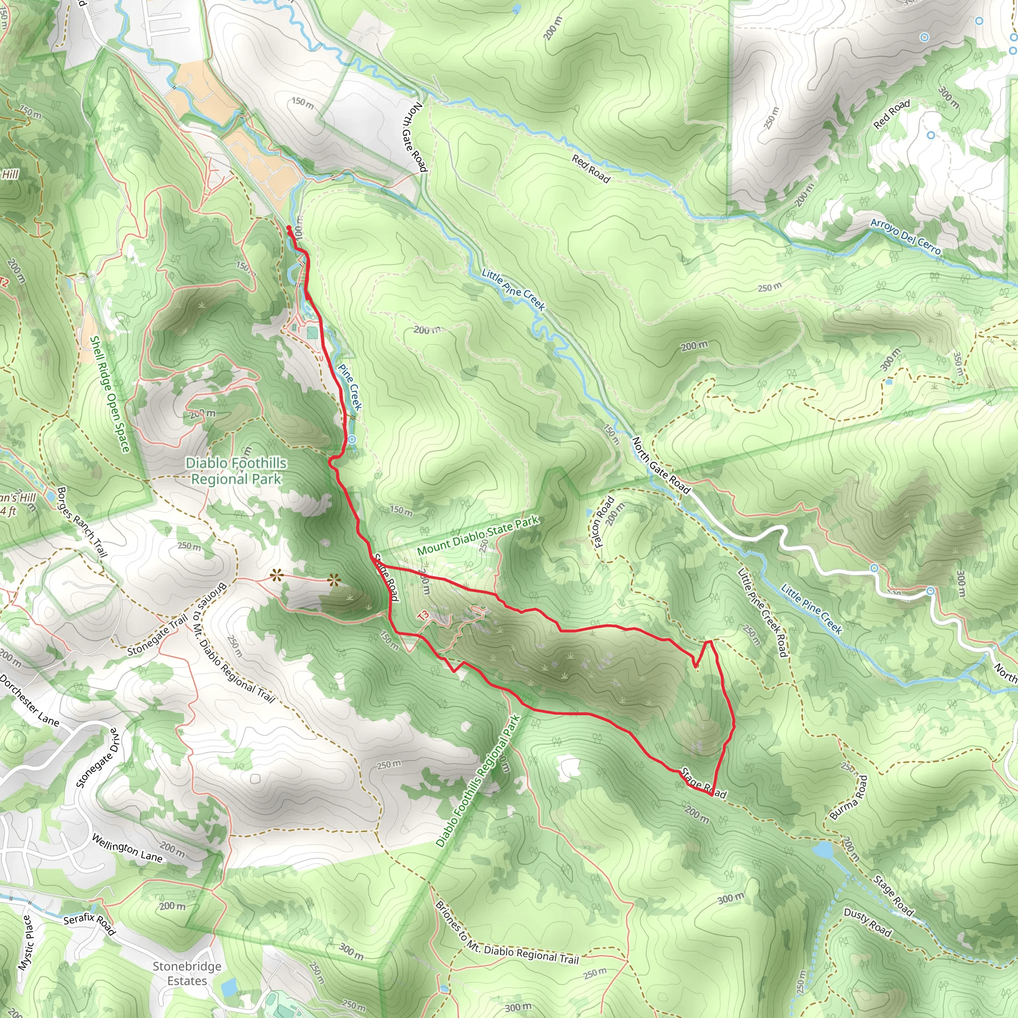 Pine Creek via Castle Rock Trail and Sunset Trail Loop mobile static map