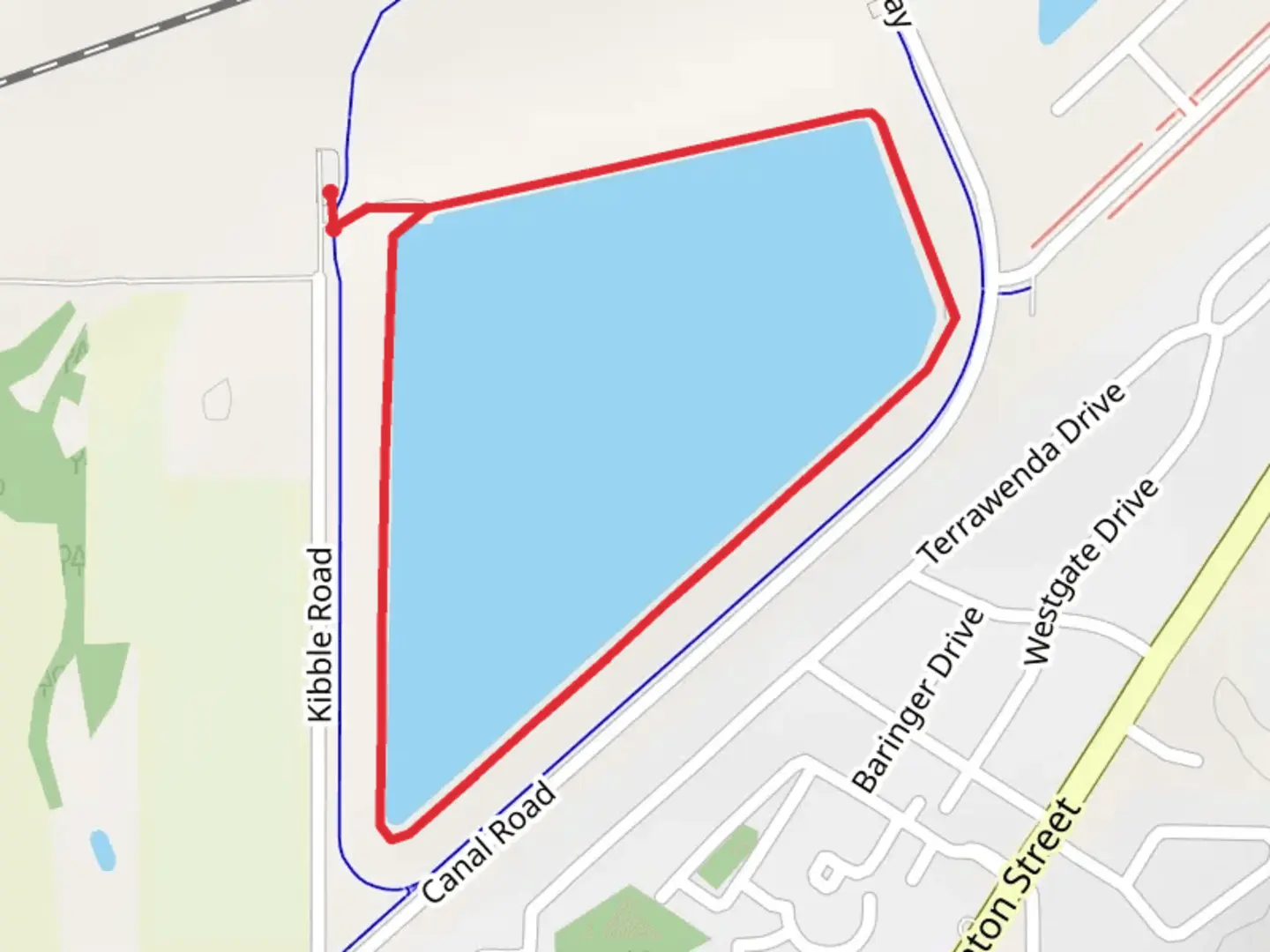 An image depicting the trail Kibble Road Loop and its surrounding area.