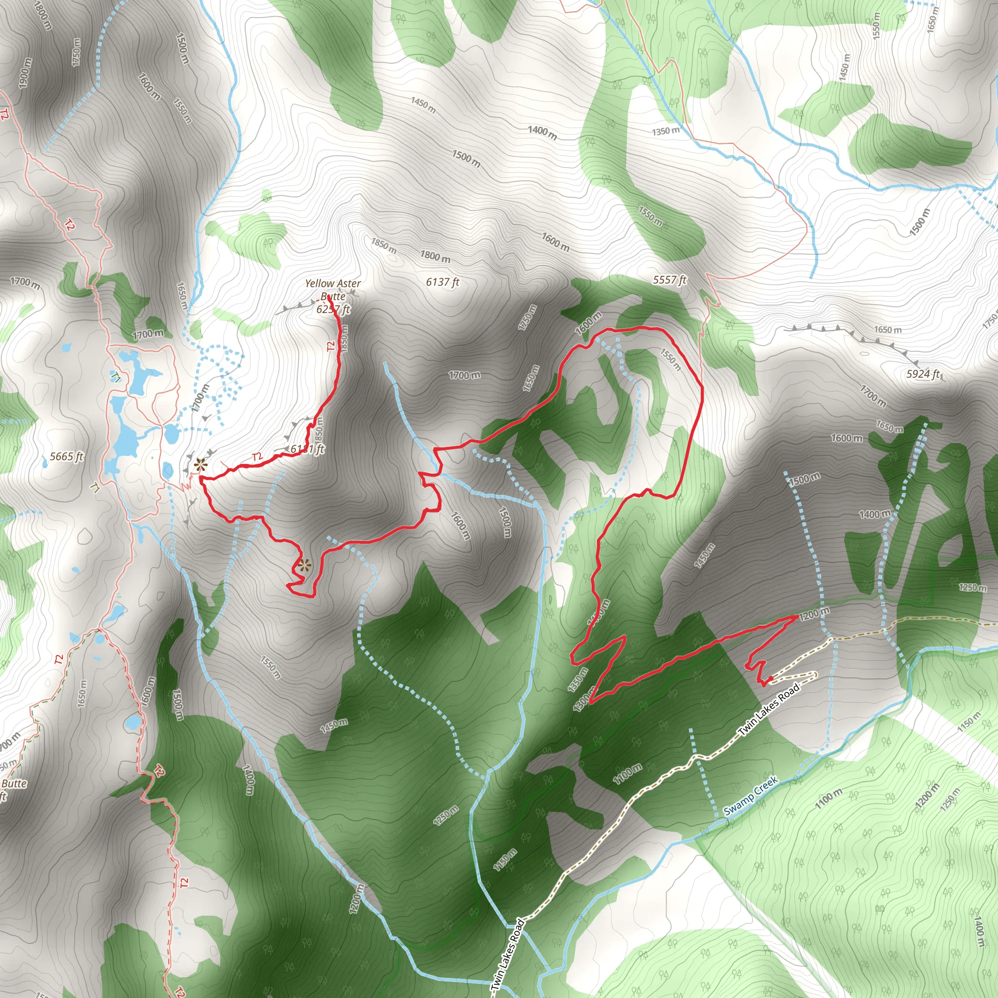 Yellow Aster Butte via Tomyhoi Lake Trail mobile static map