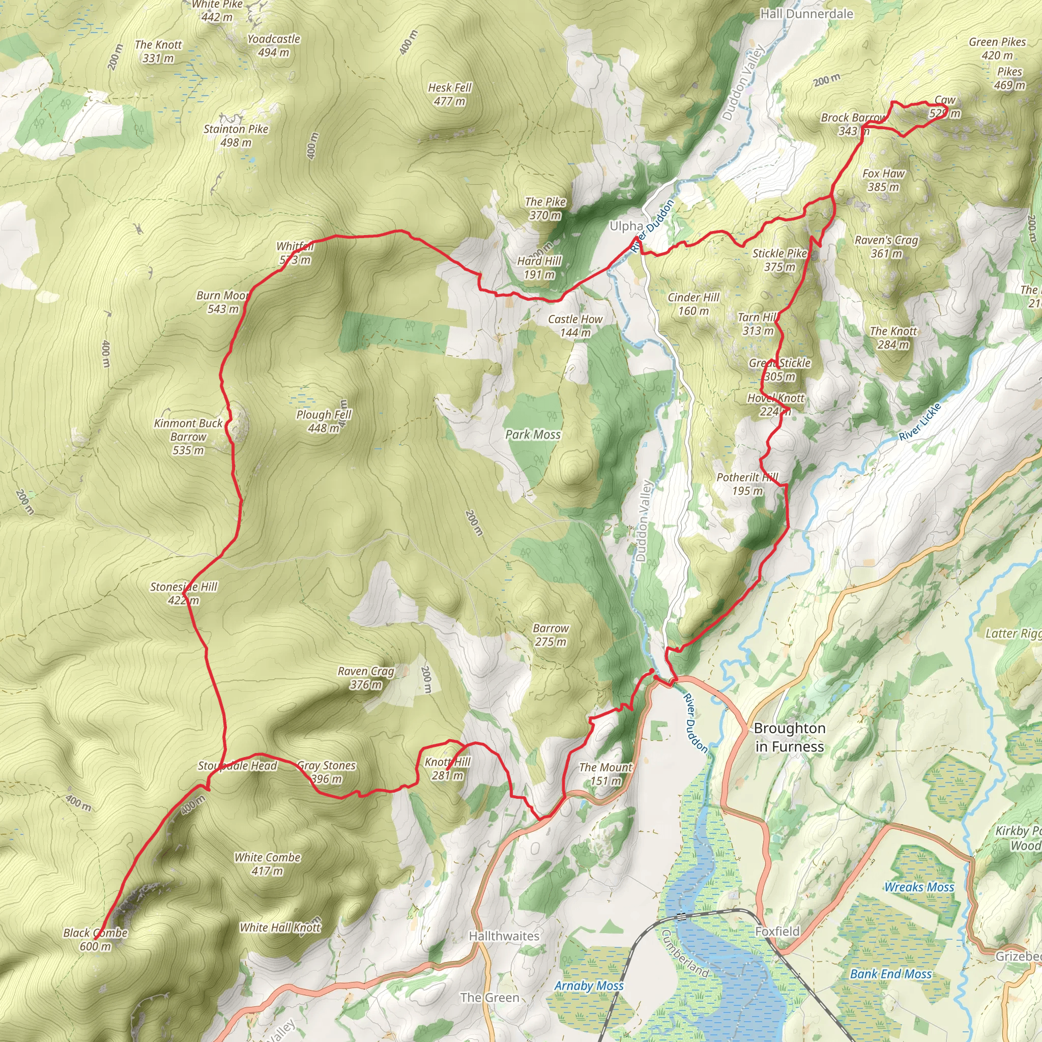 Five Trigs Loop Duddon Bridge mobile static map