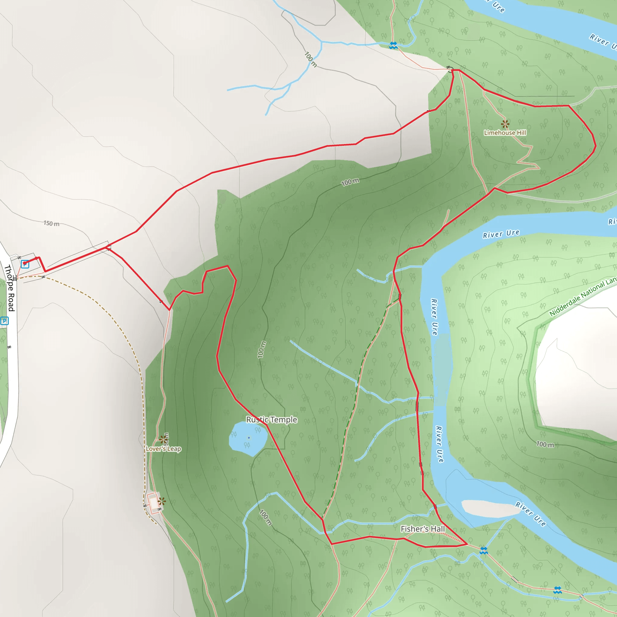 Hackfall Woods Loop mobile static map