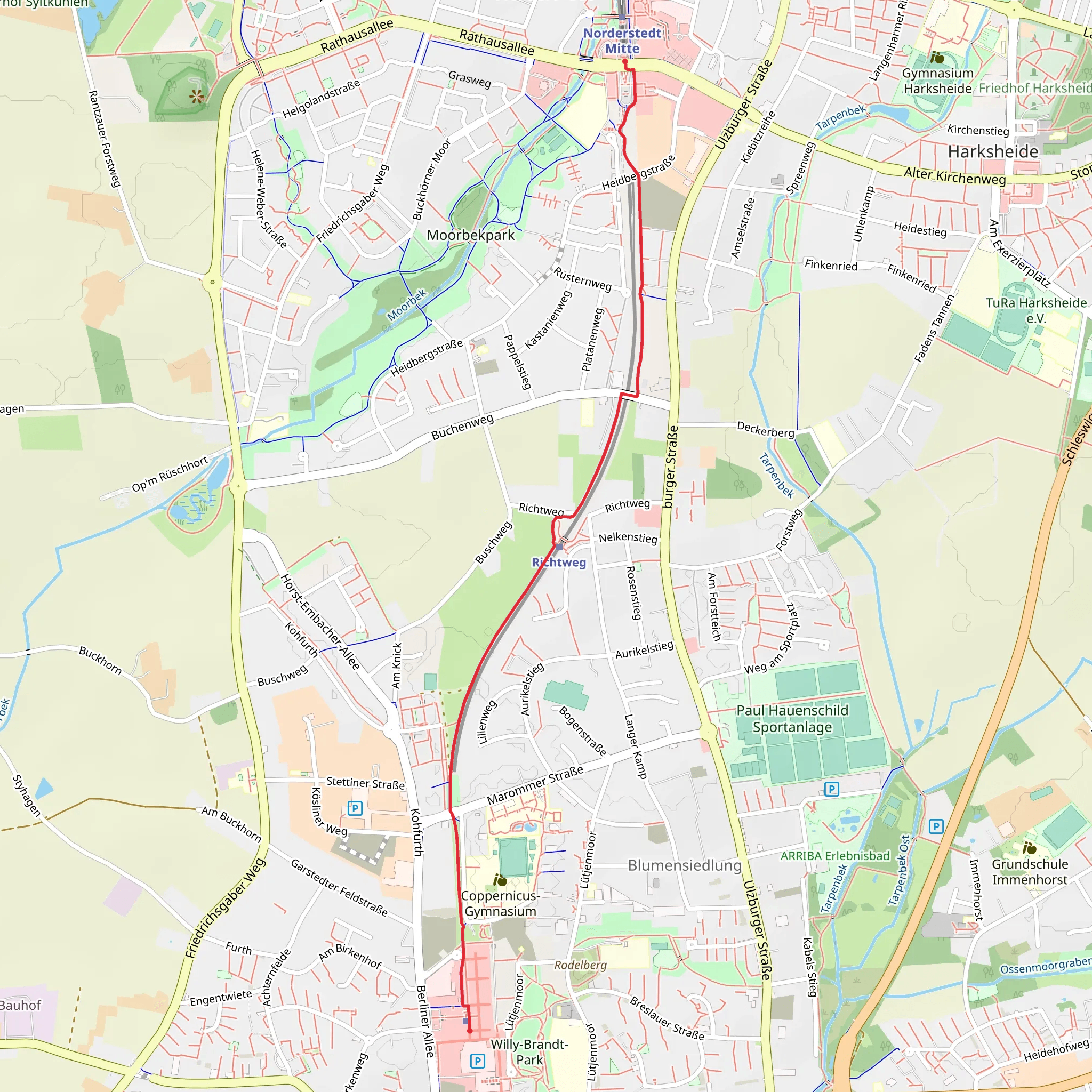 Norderstedt Mitte to Garstedt mobile static map