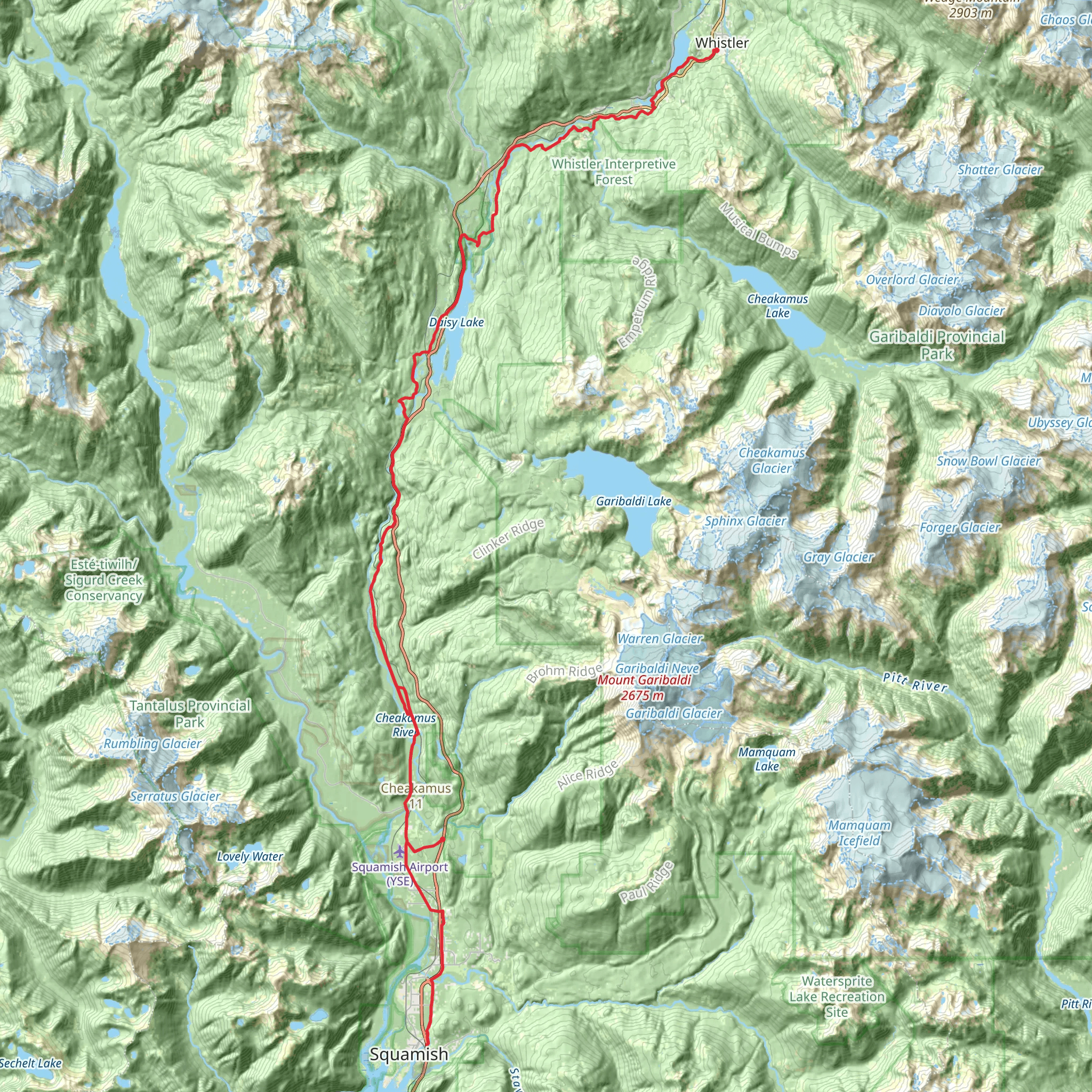 Sea To Sky Trail mobile static map