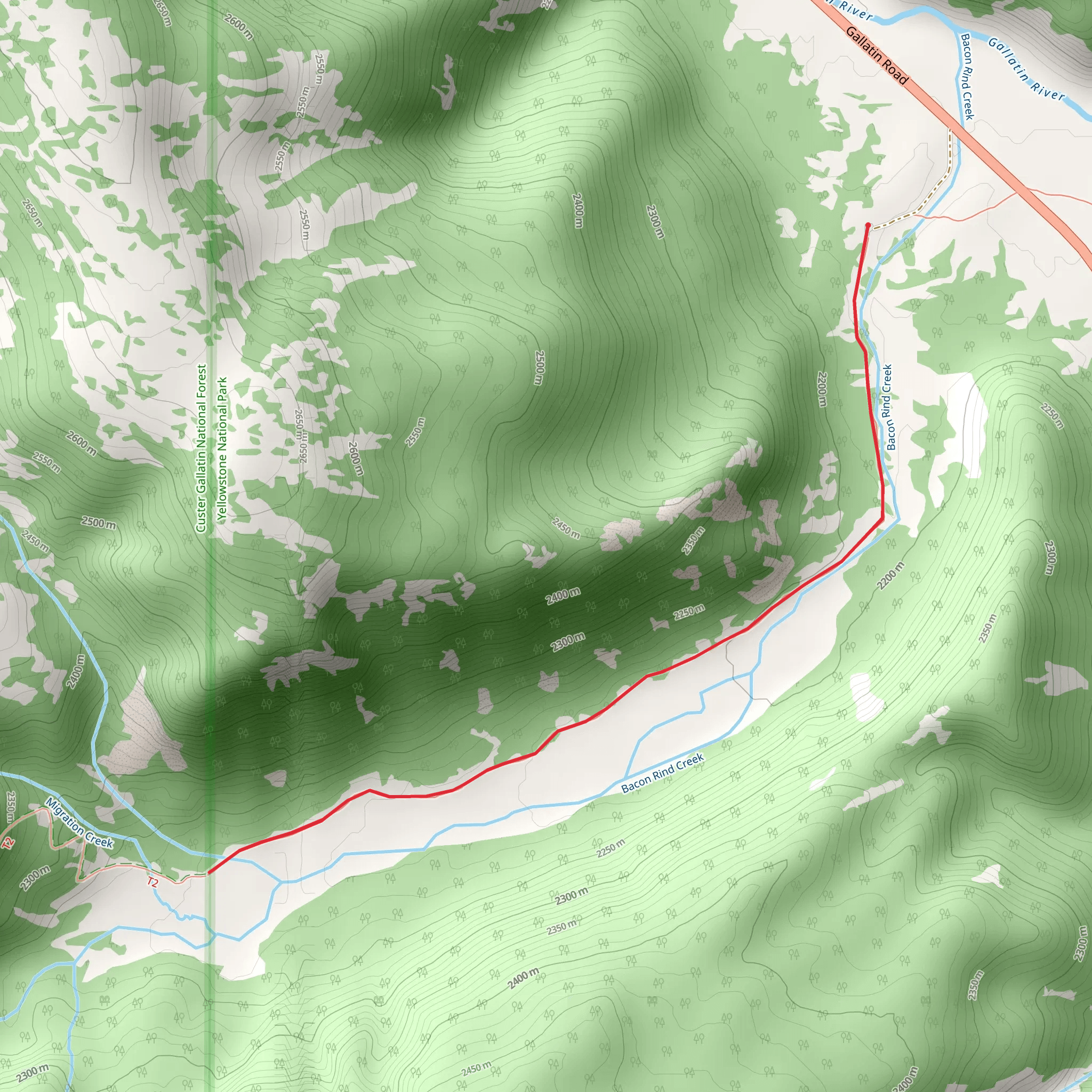 Bacon Rind and Migration Creek mobile static map
