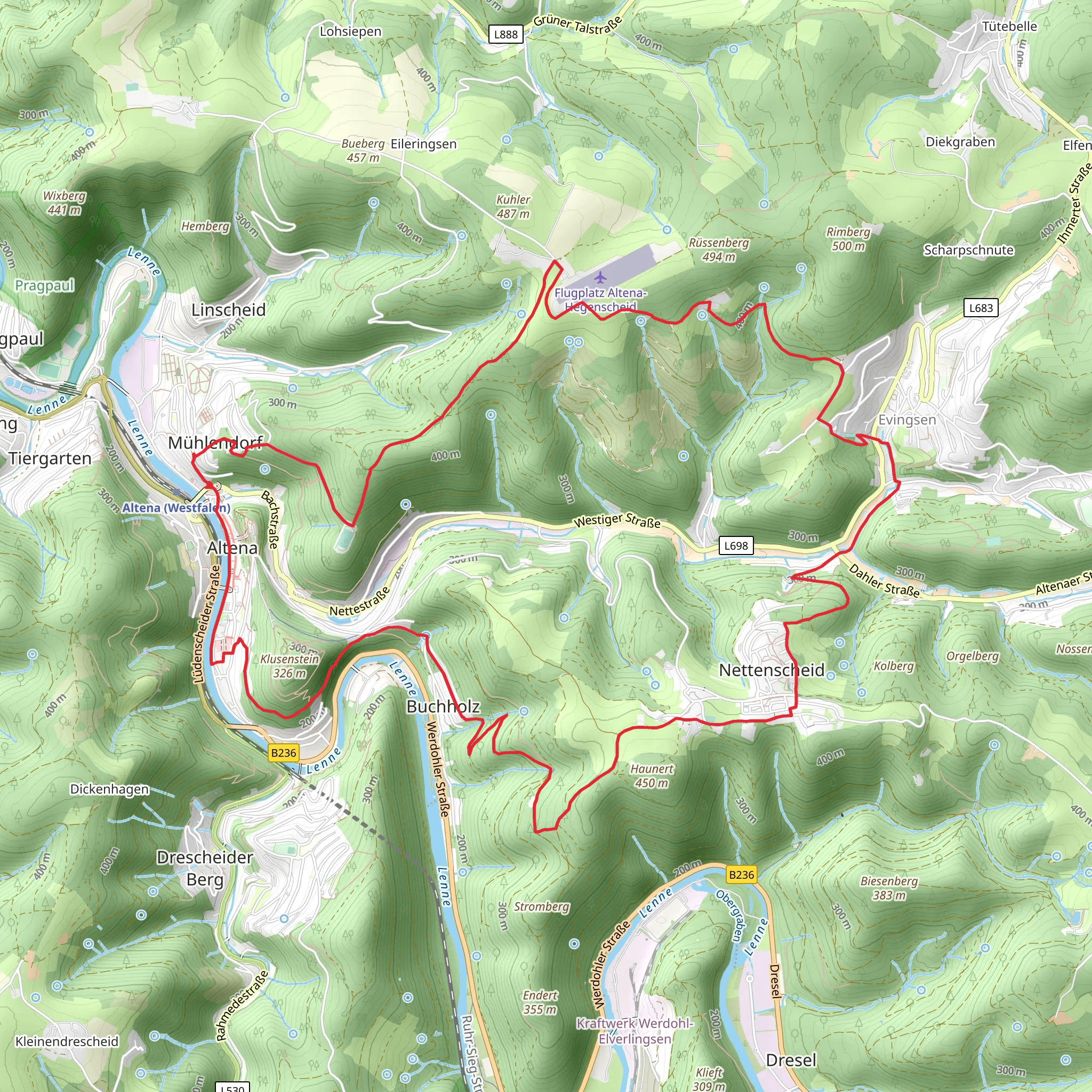Altena and Evingsen Loop mobile static map