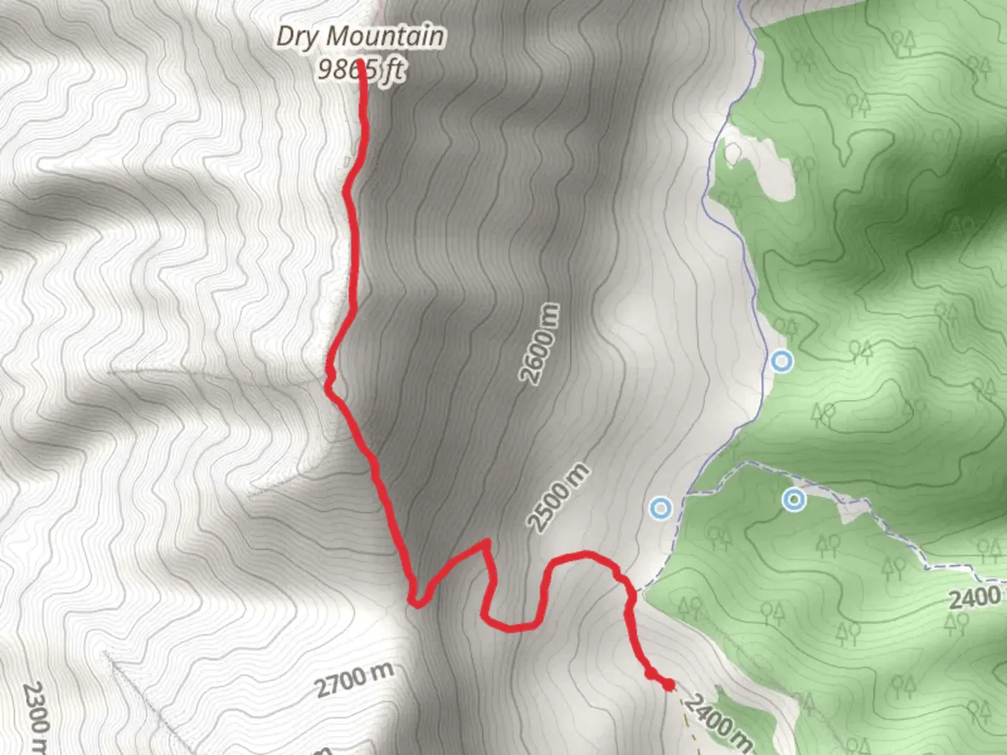 An image depicting the trail Dry Mountain Trail and its surrounding area.