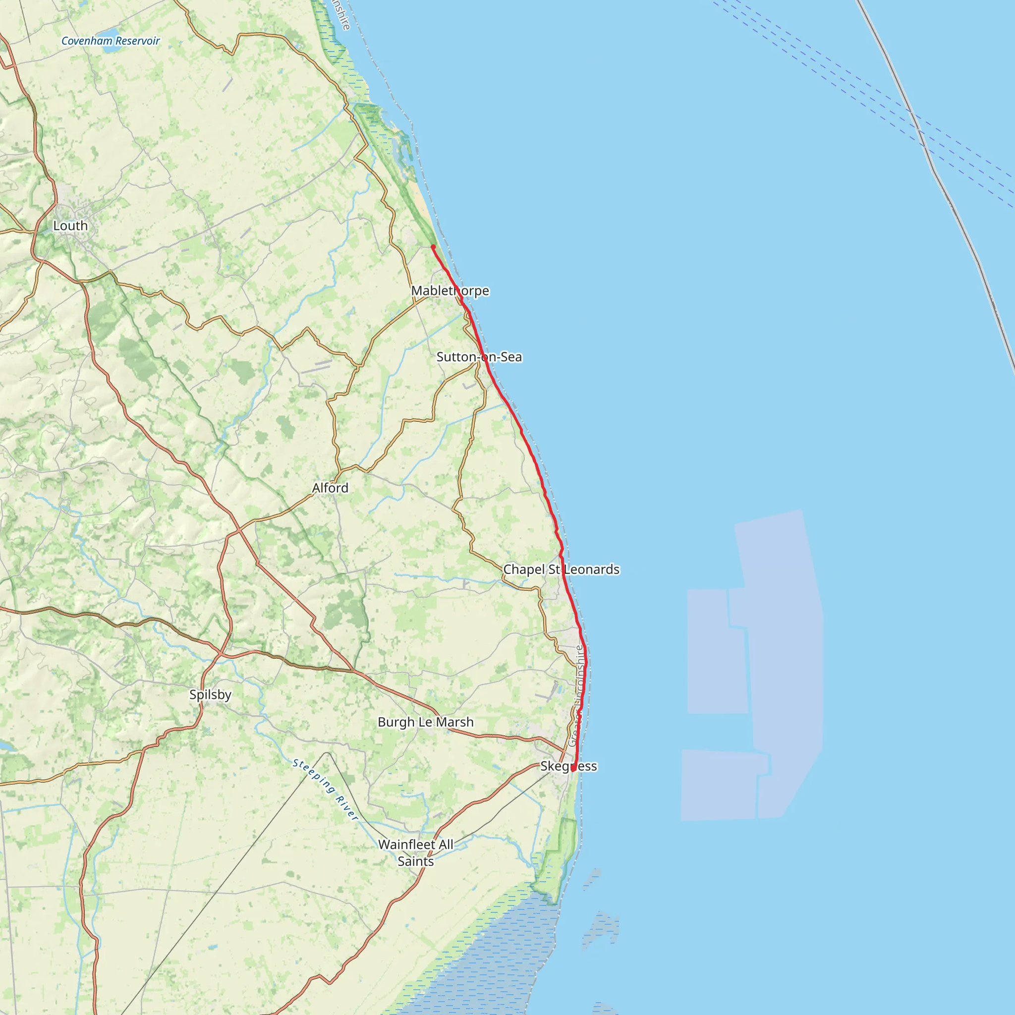 England Coast Path - Skegness to Mablethorpe mobile static map