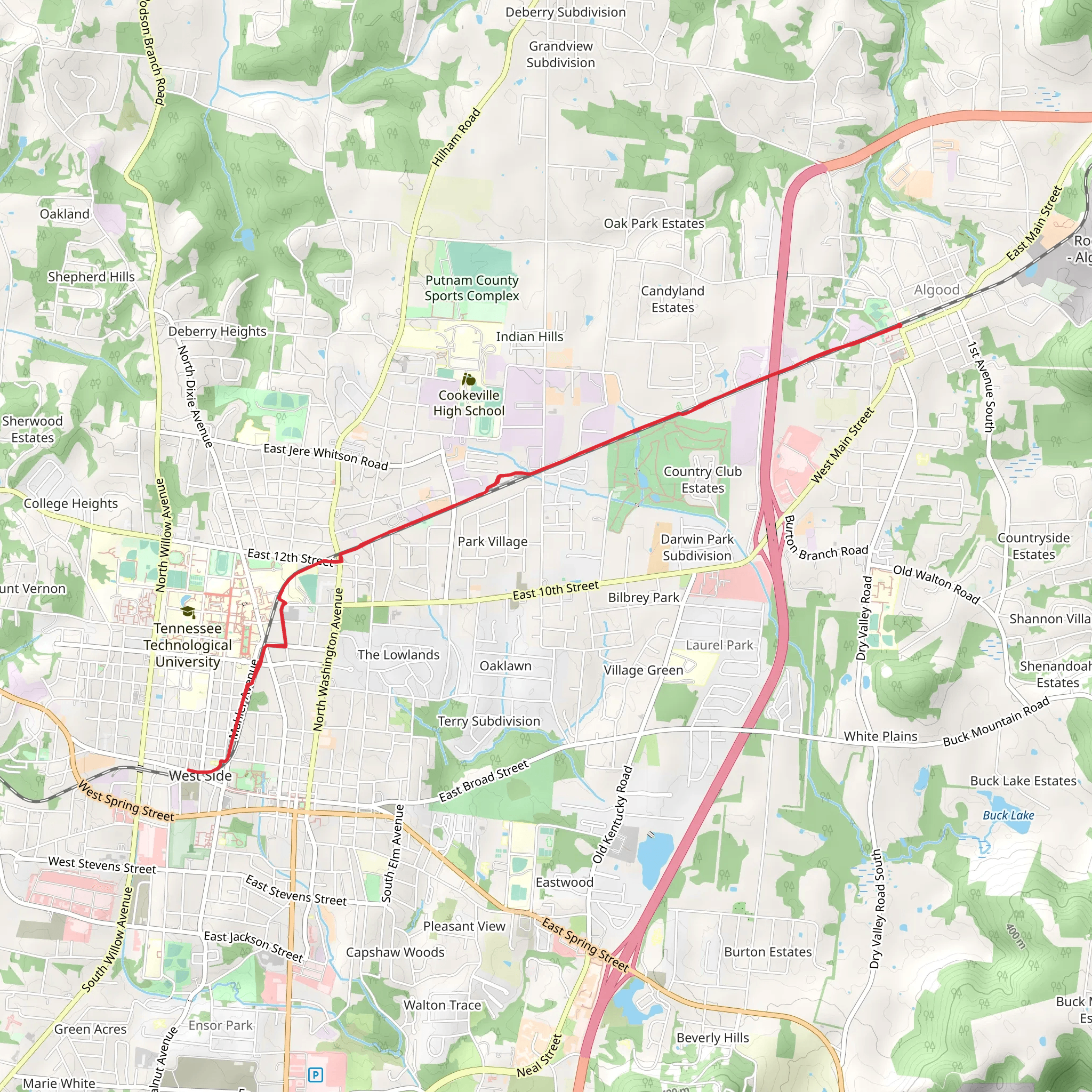 Tennessee Central Heritage Rail Trail mobile static map