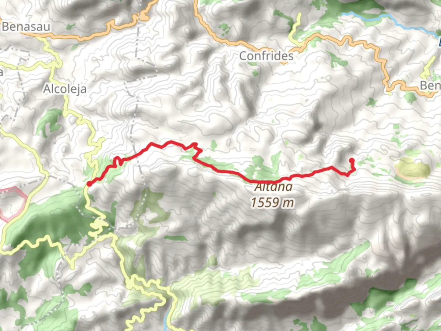 An image depicting the trail Puerto de Tudons - Benifato PR CV 021 and its surrounding area.