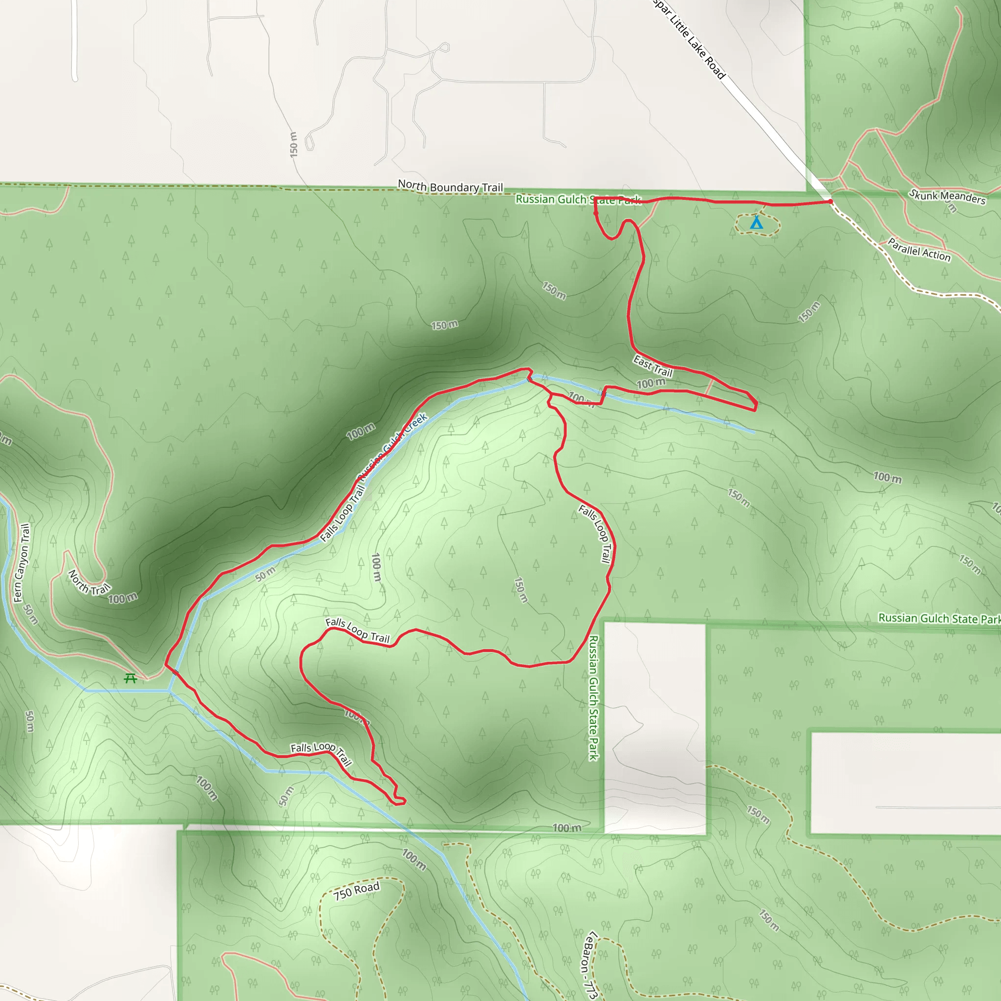 Falls Loop Trail via East Trail mobile static map